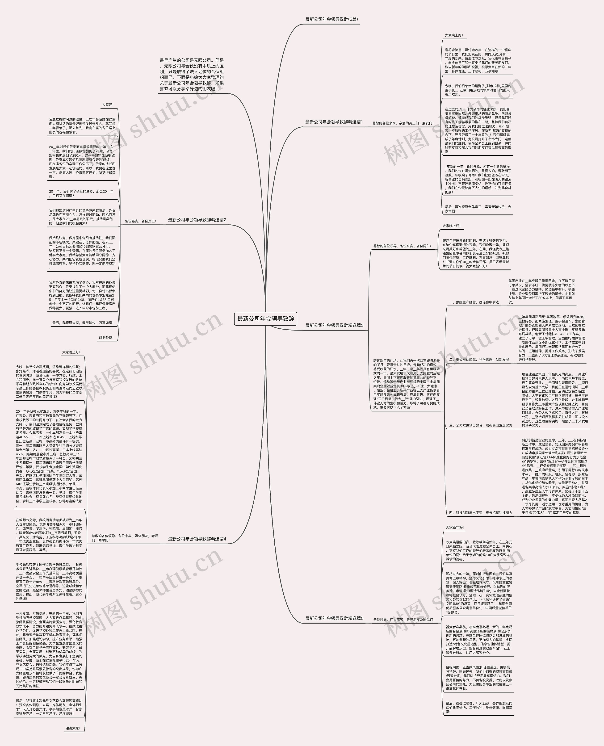 最新公司年会领导致辞思维导图