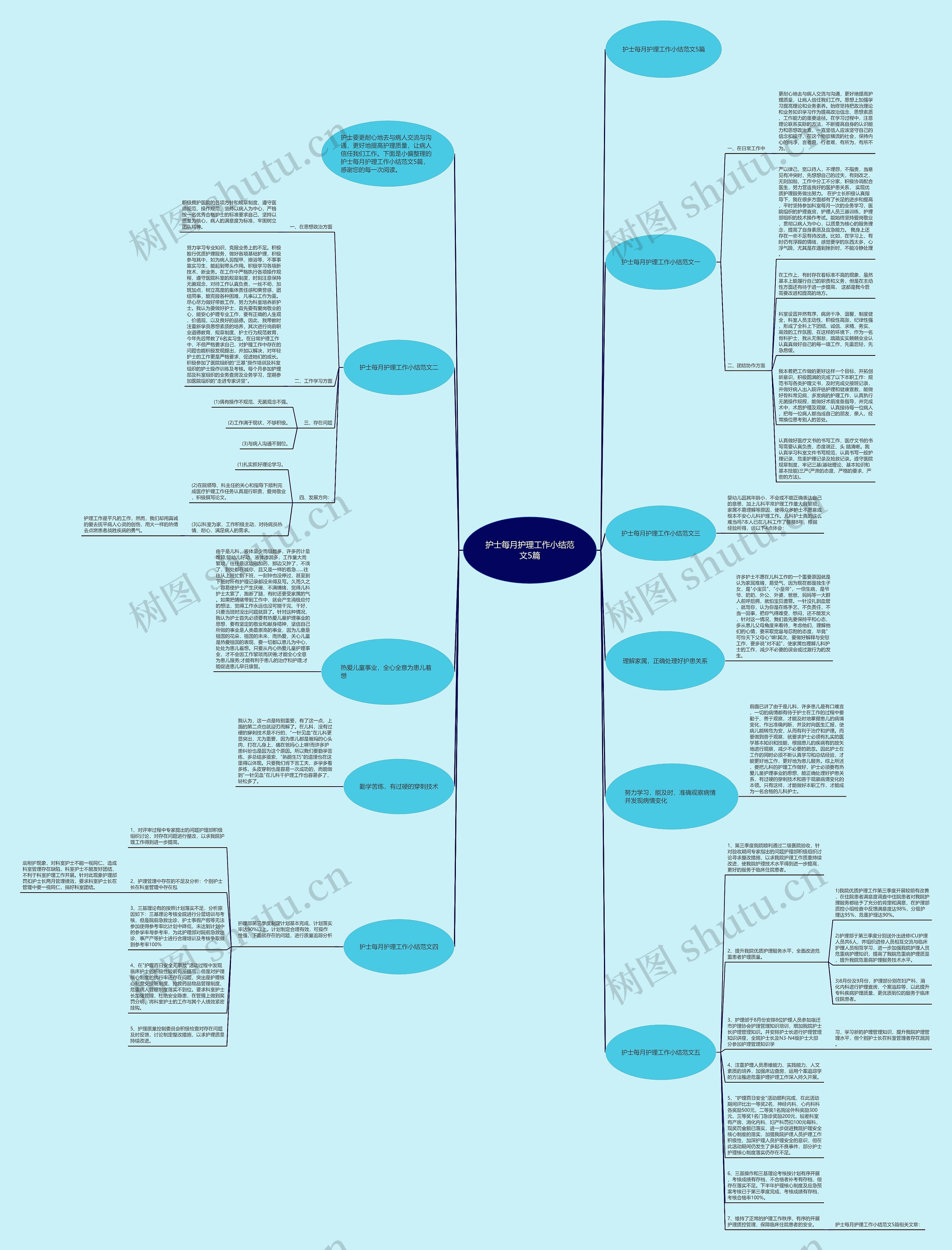 护士每月护理工作小结范文5篇思维导图