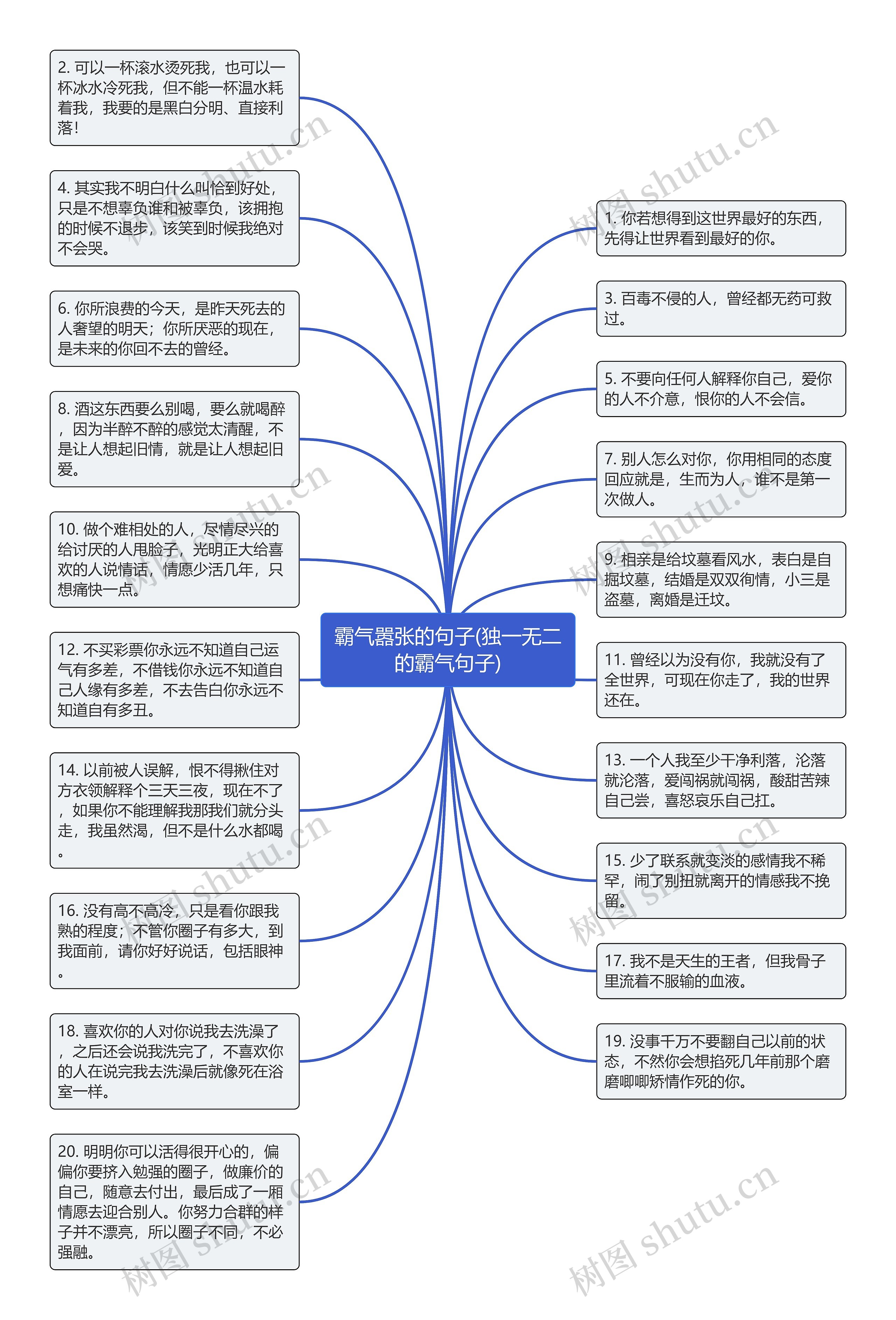 霸气嚣张的句子(独一无二的霸气句子)思维导图