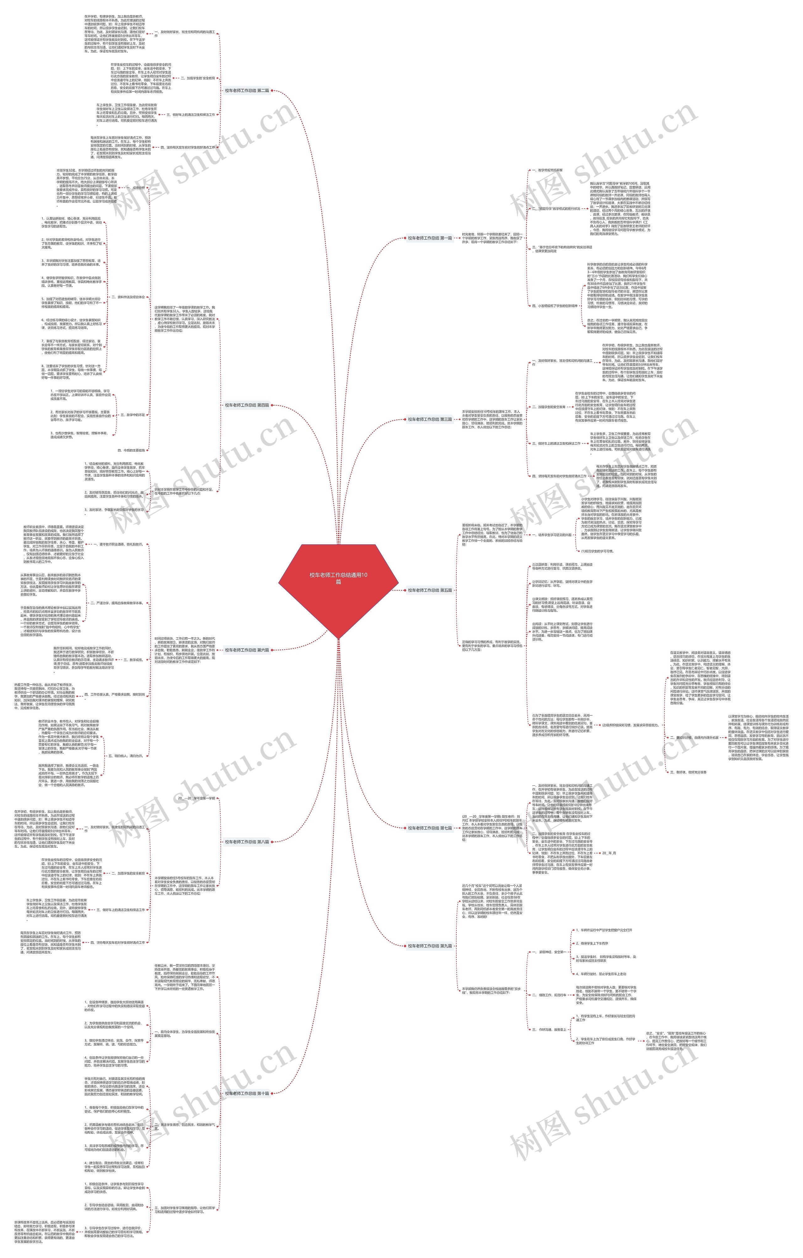 校车老师工作总结通用10篇思维导图