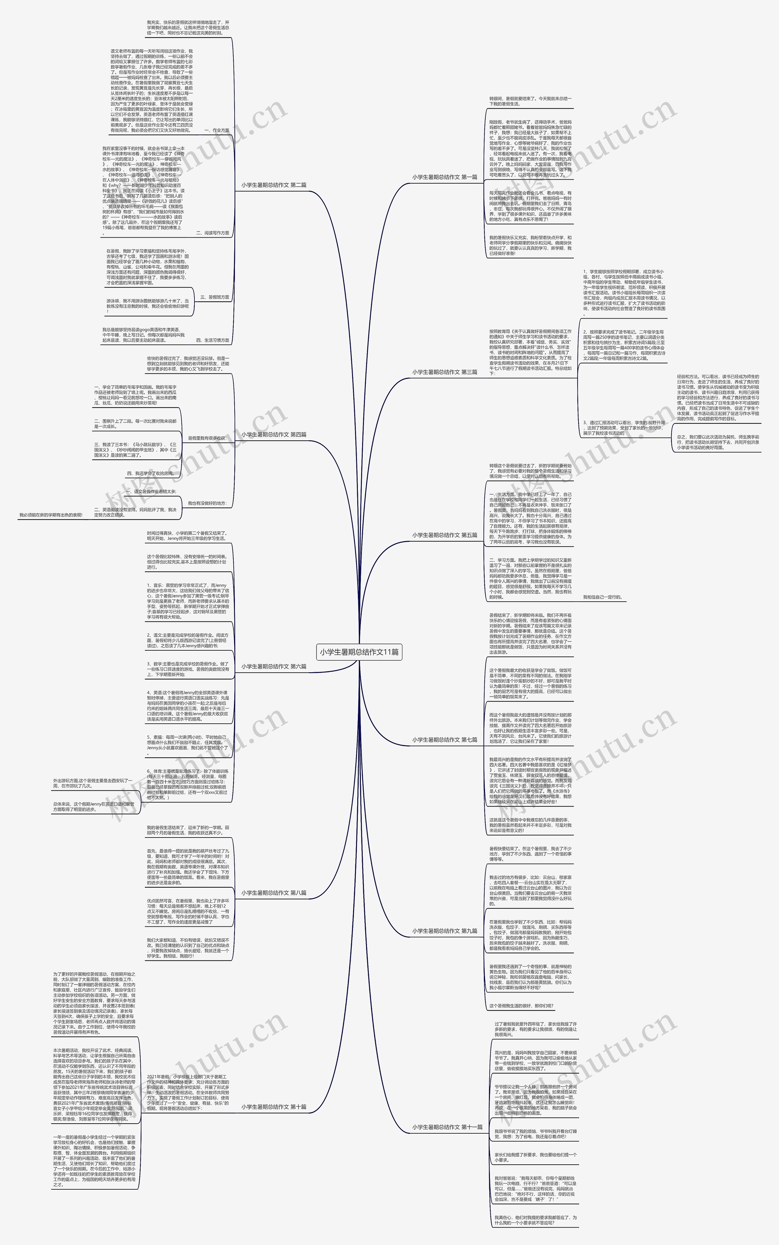 小学生暑期总结作文11篇思维导图