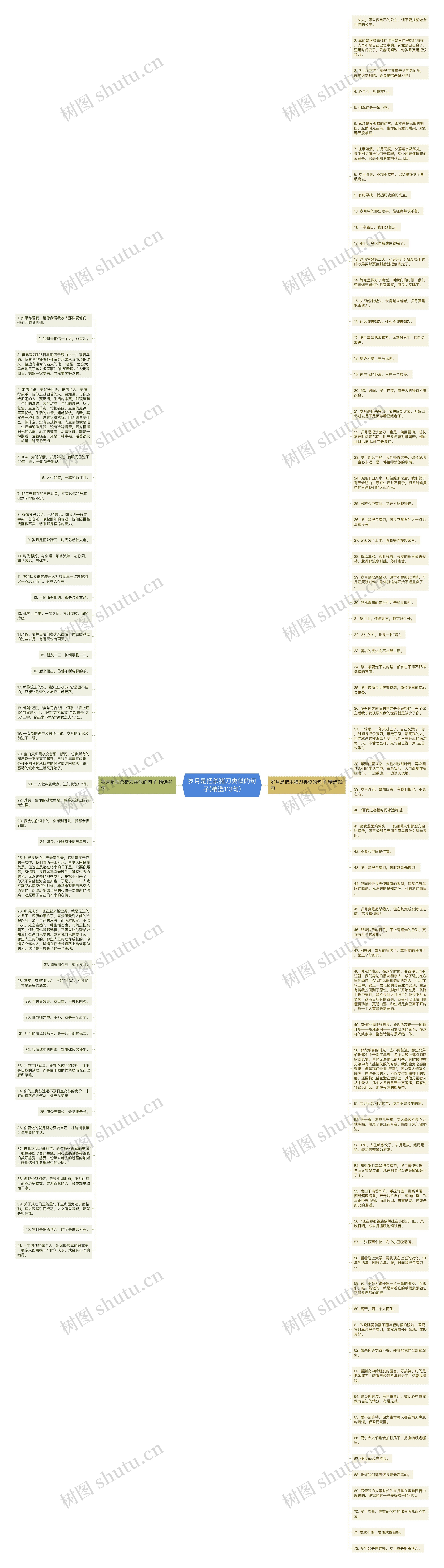 岁月是把杀猪刀类似的句子(精选113句)思维导图