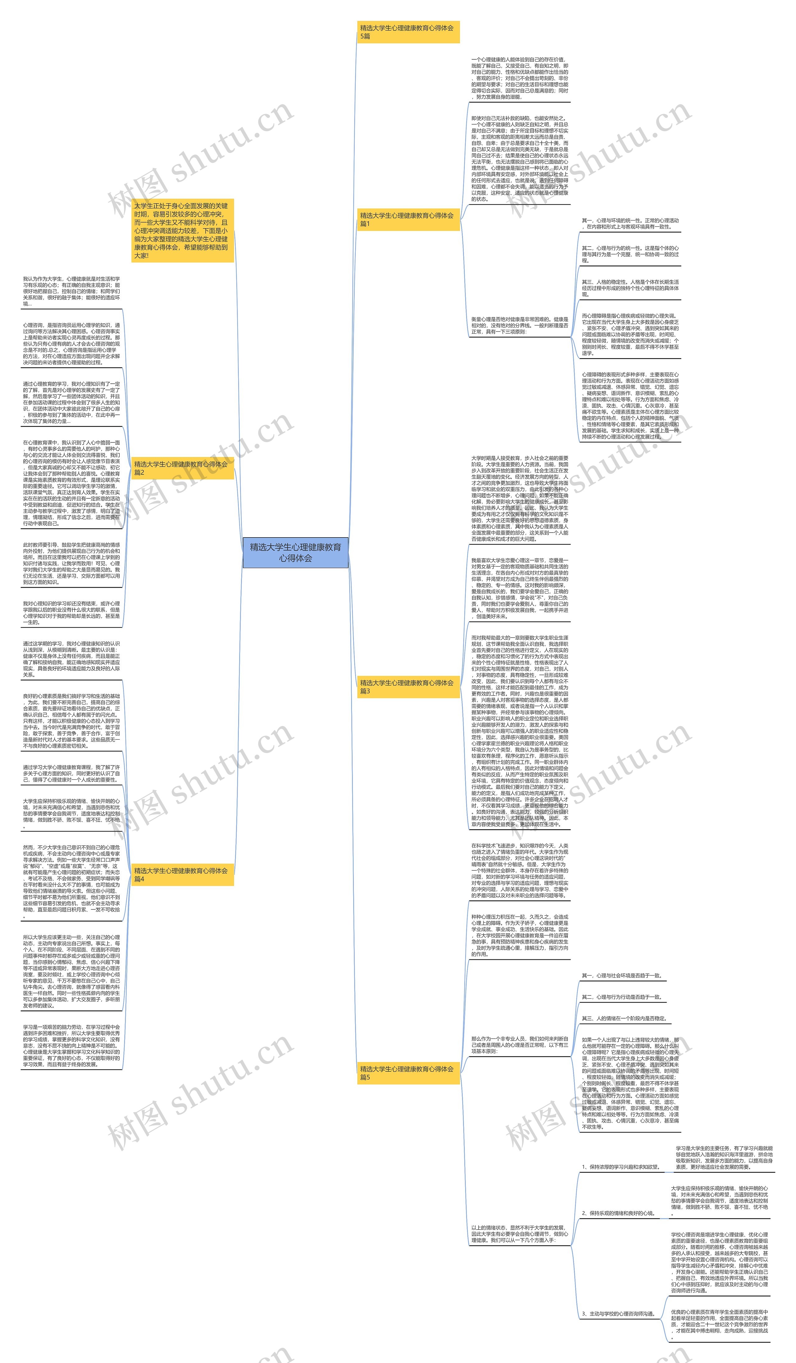 精选大学生心理健康教育心得体会思维导图