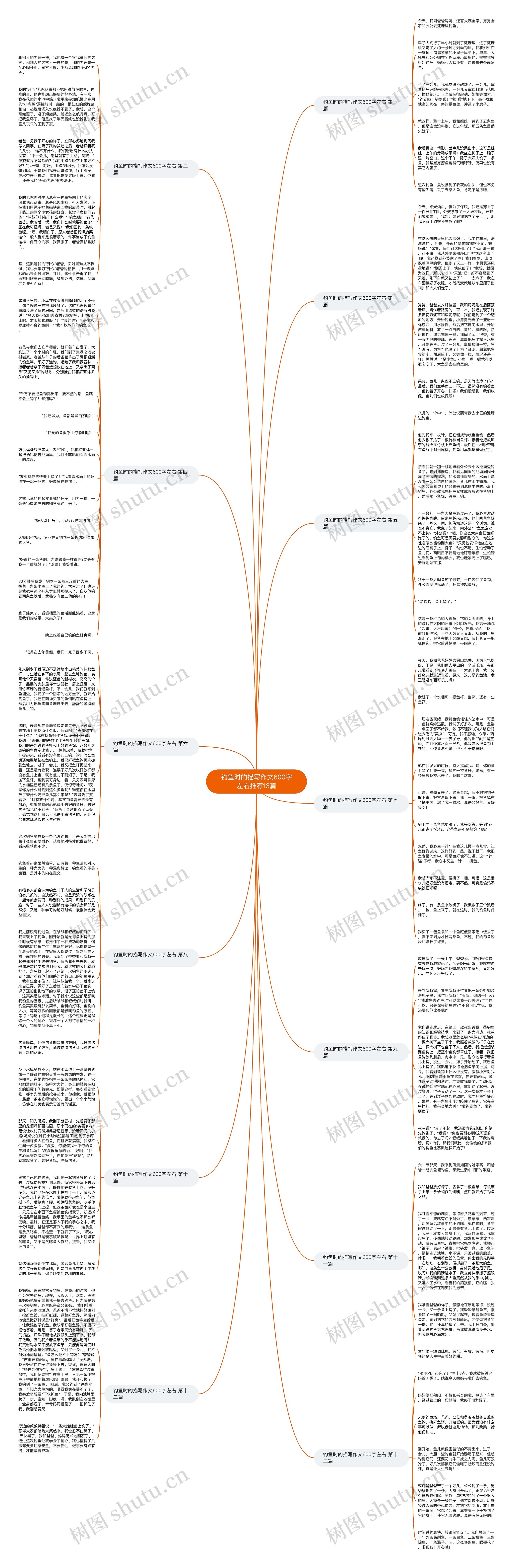 钓鱼时的描写作文600字左右推荐13篇思维导图