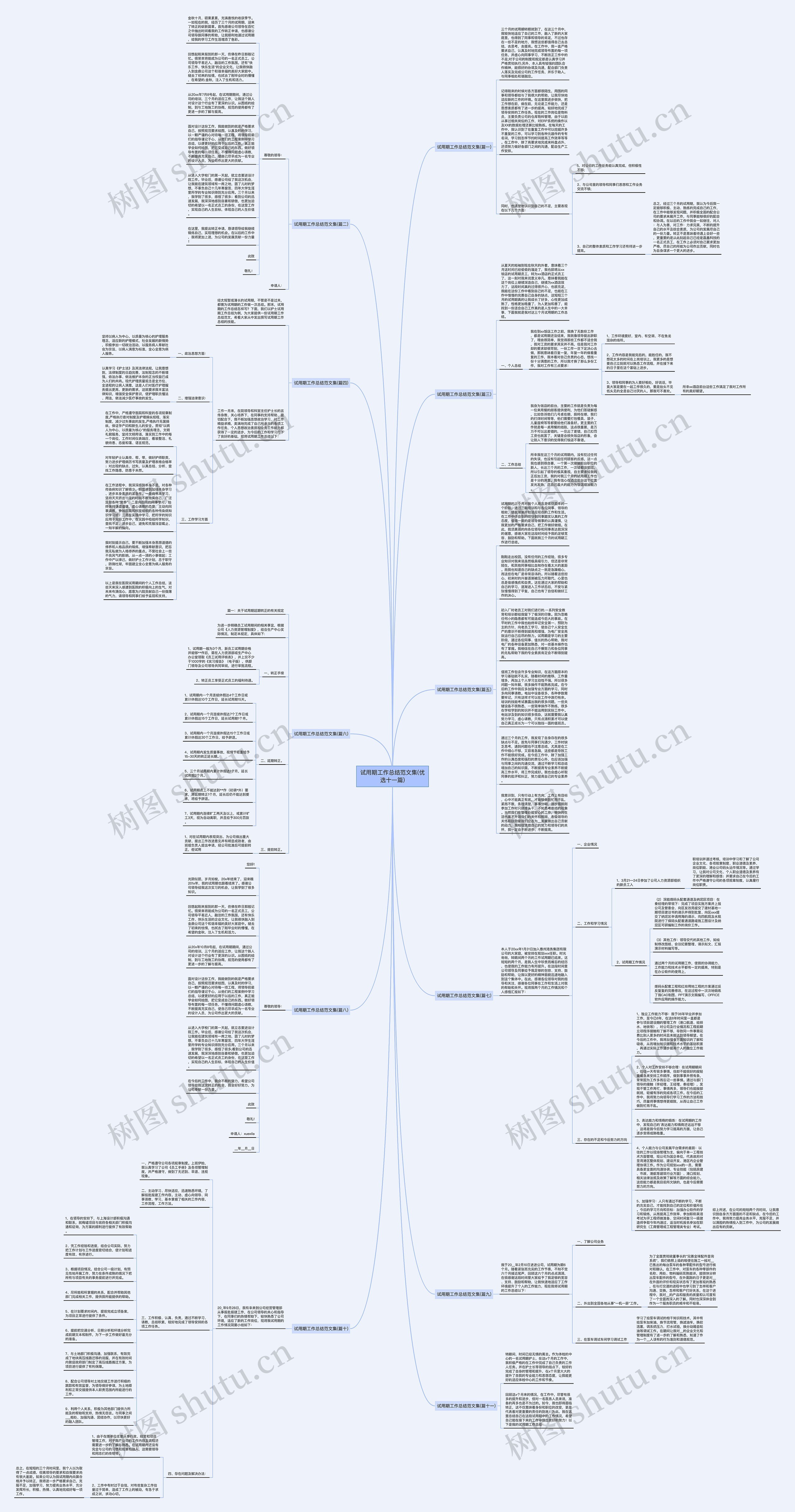 试用期工作总结范文集(优选十一篇)思维导图