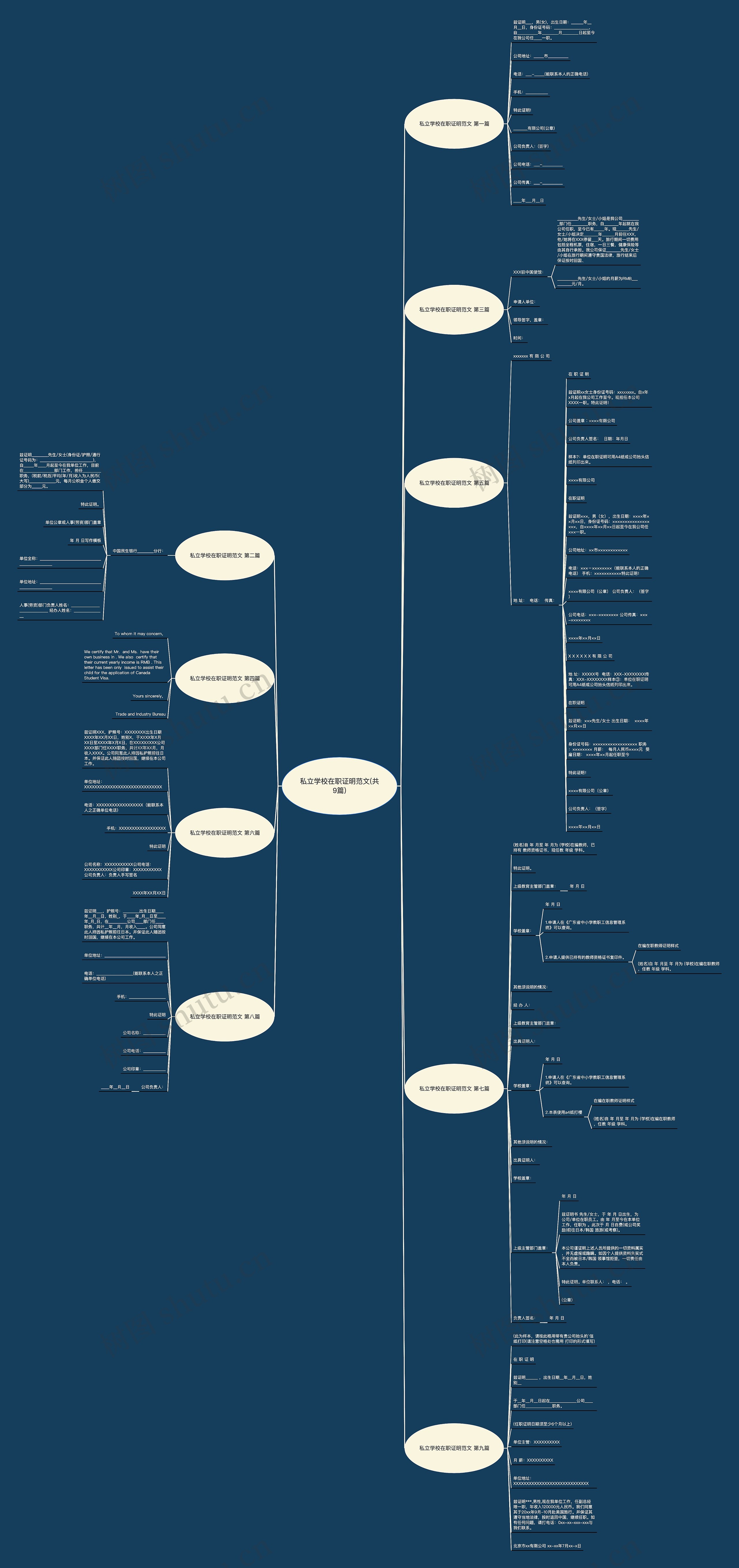 私立学校在职证明范文(共9篇)思维导图