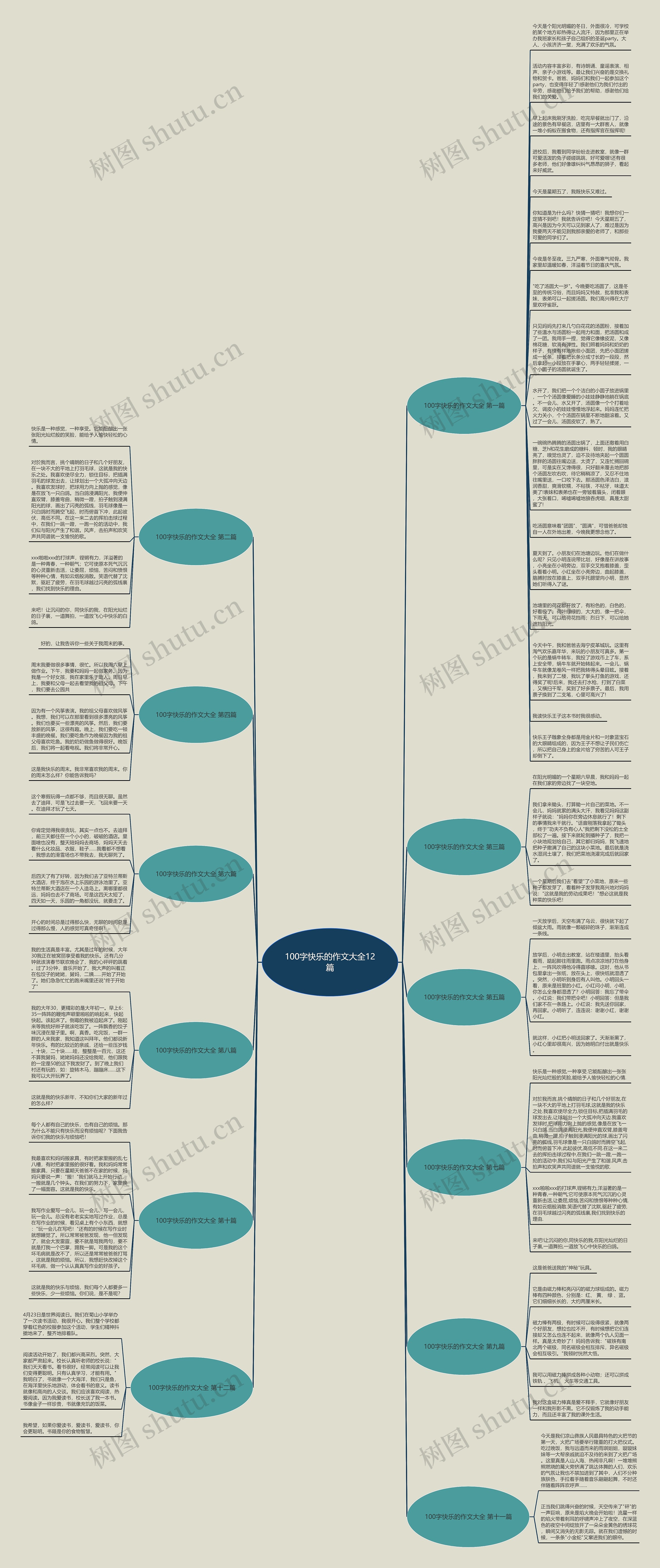 100字快乐的作文大全12篇思维导图