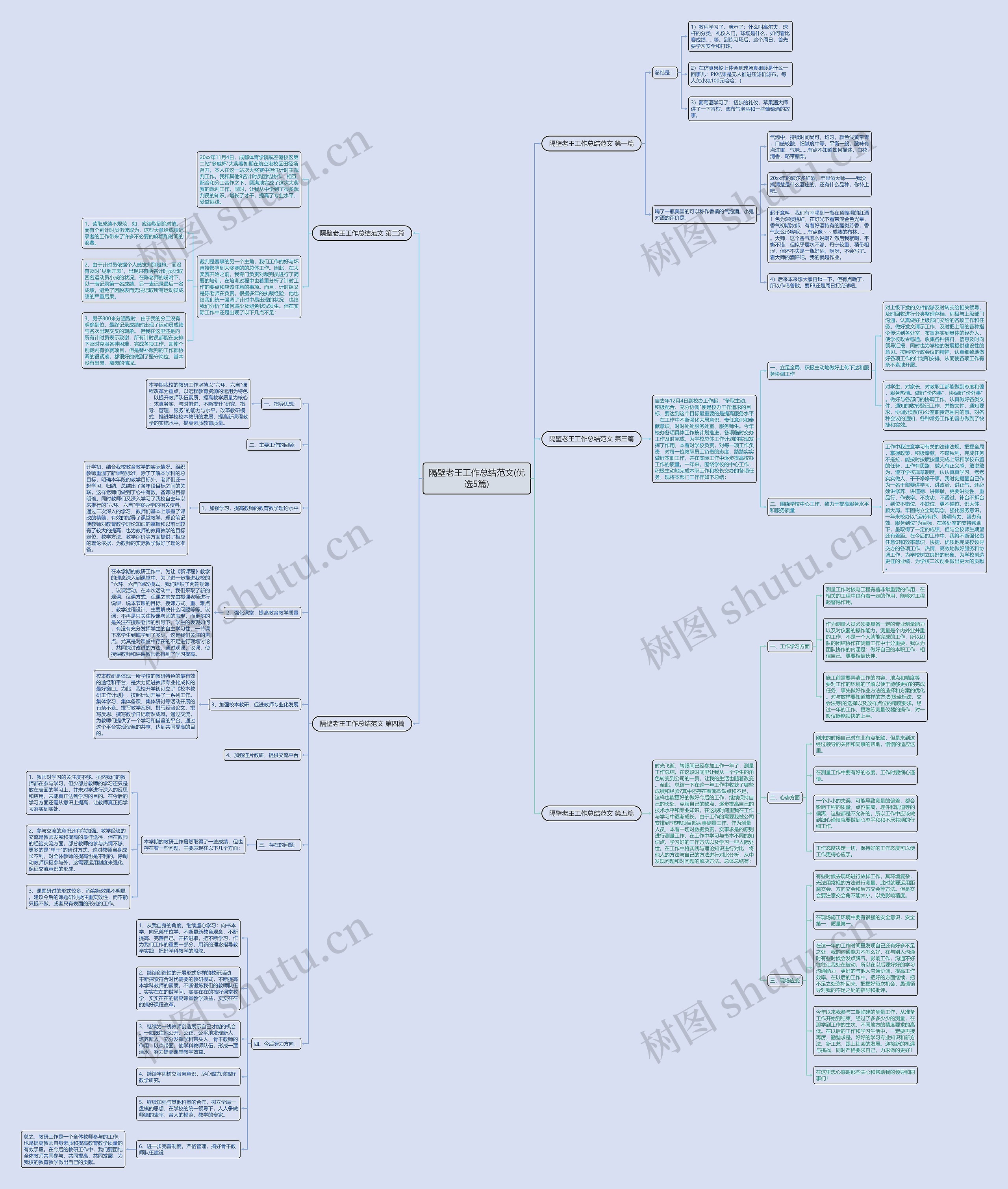 隔壁老王工作总结范文(优选5篇)思维导图