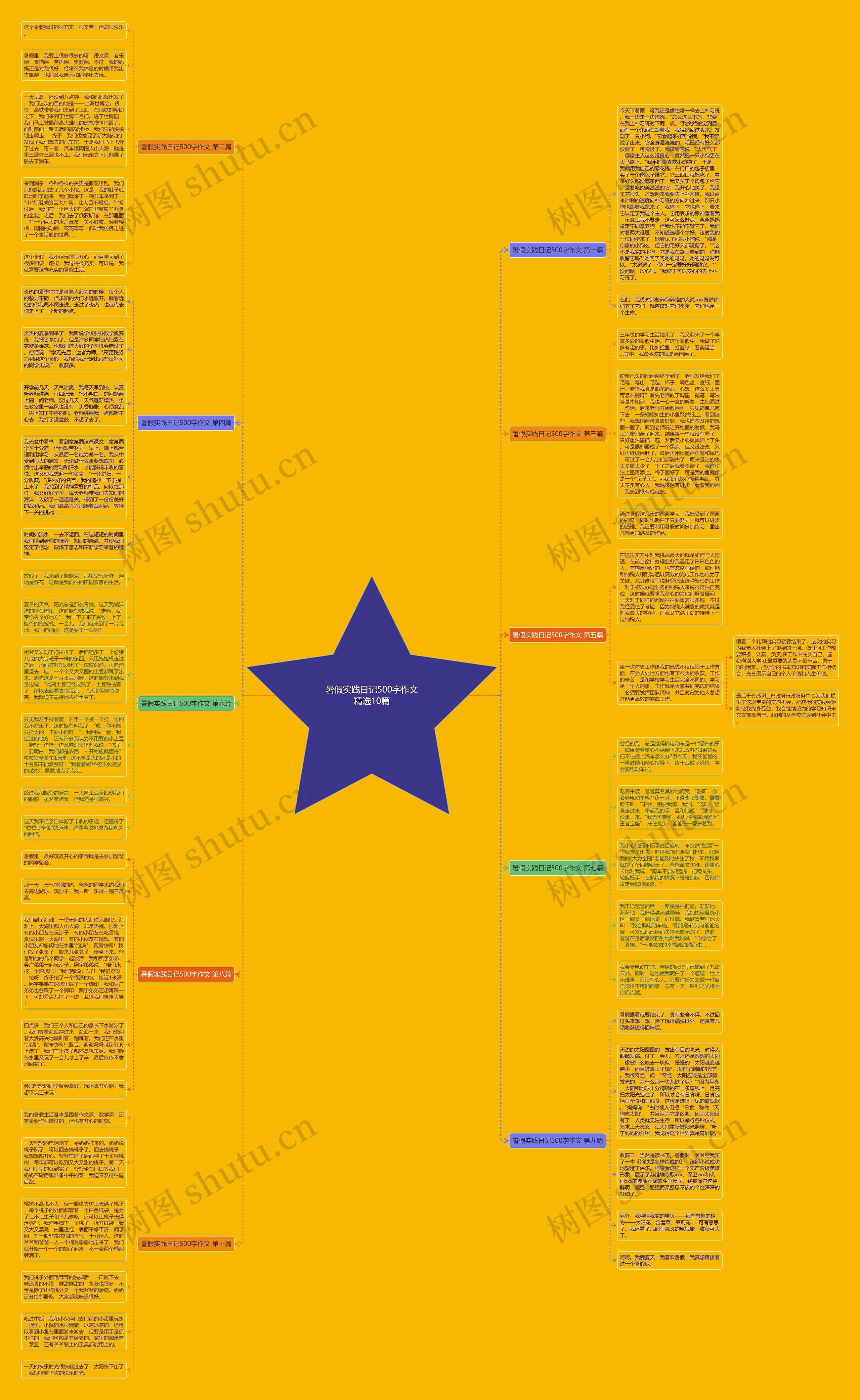 暑假实践日记500字作文精选10篇思维导图