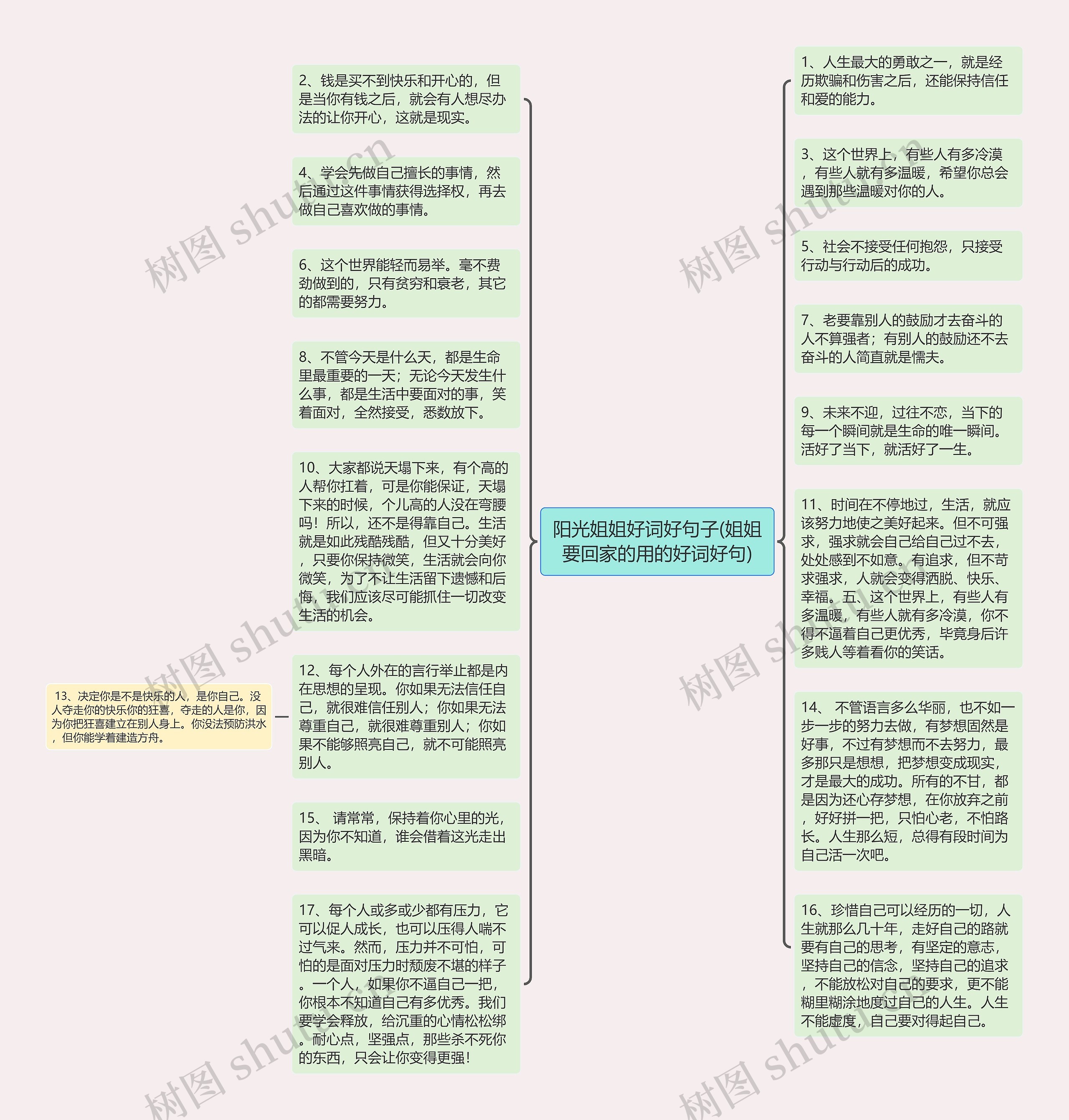 阳光姐姐好词好句子(姐姐要回家的用的好词好句)思维导图