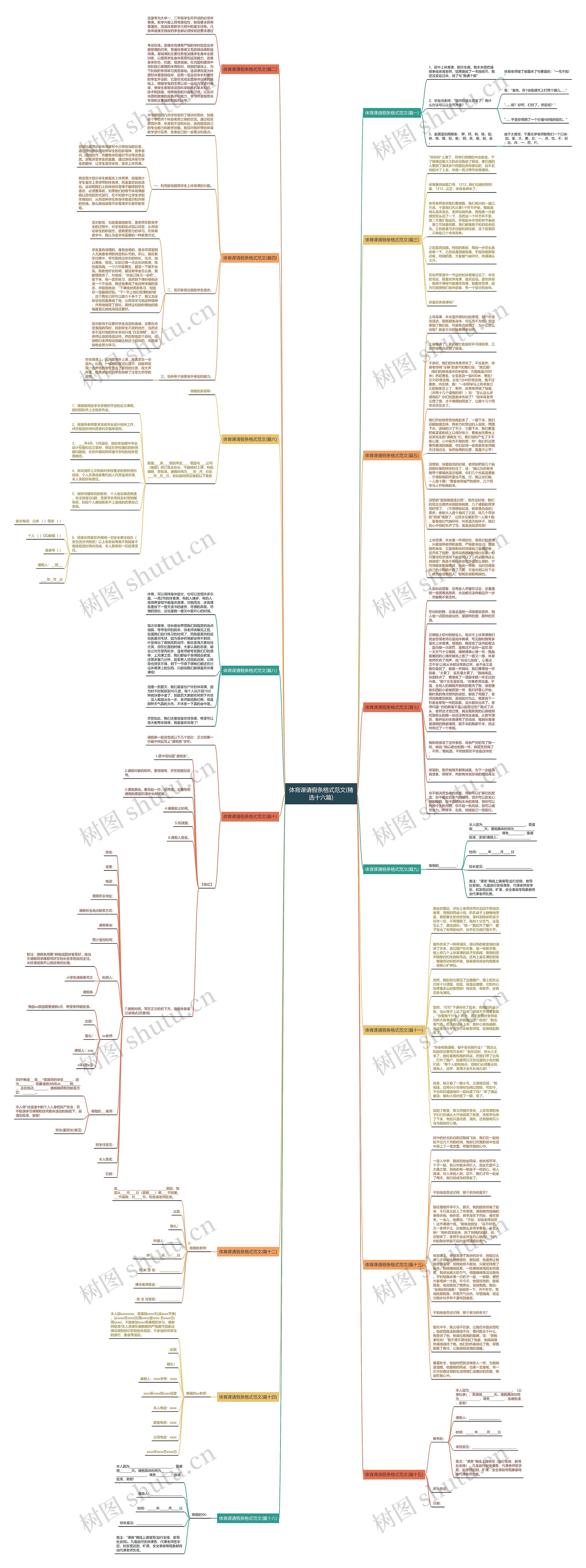 体育课请假条格式范文(精选十六篇)思维导图