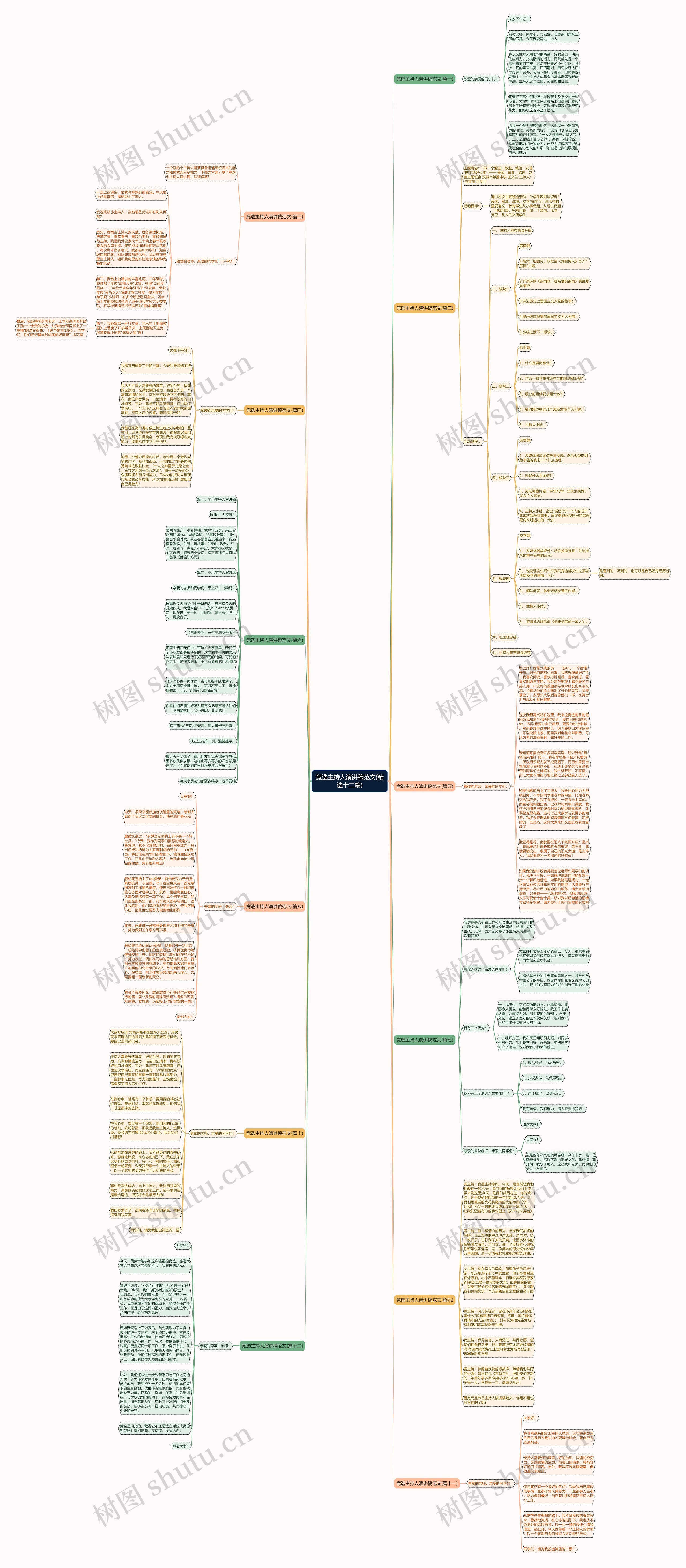 竞选主持人演讲稿范文(精选十二篇)思维导图