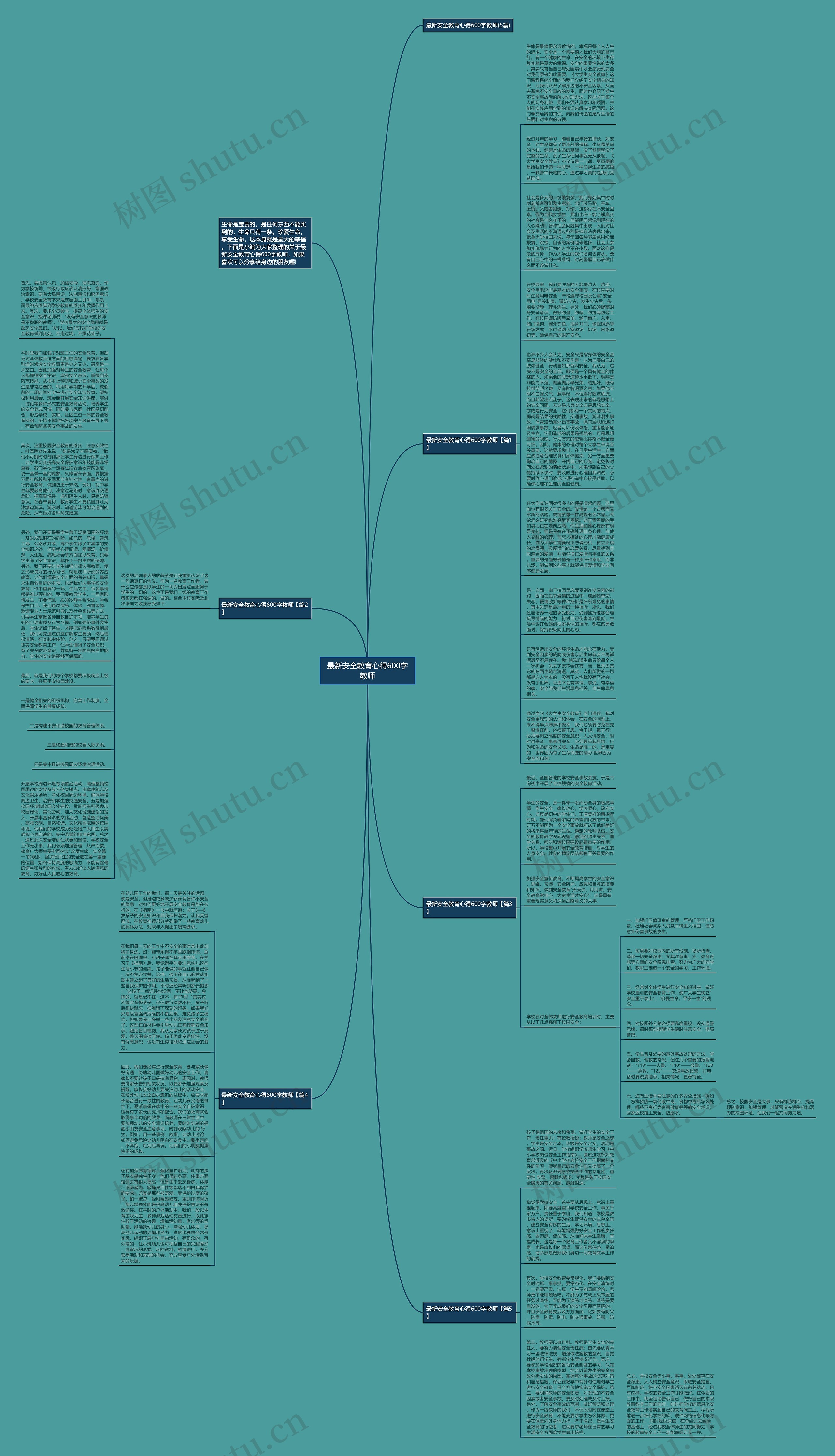 最新安全教育心得600字教师思维导图