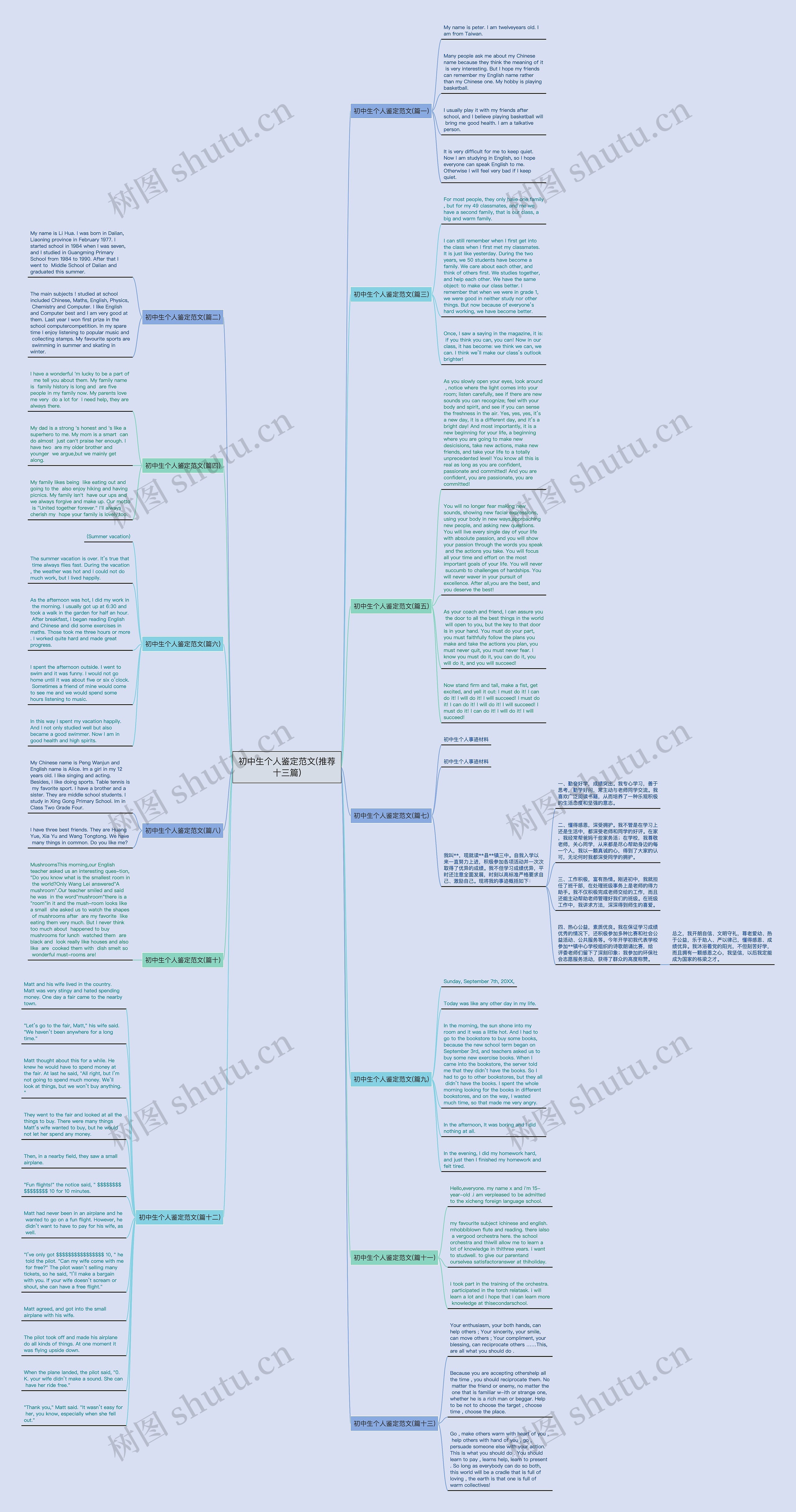初中生个人鉴定范文(推荐十三篇)思维导图