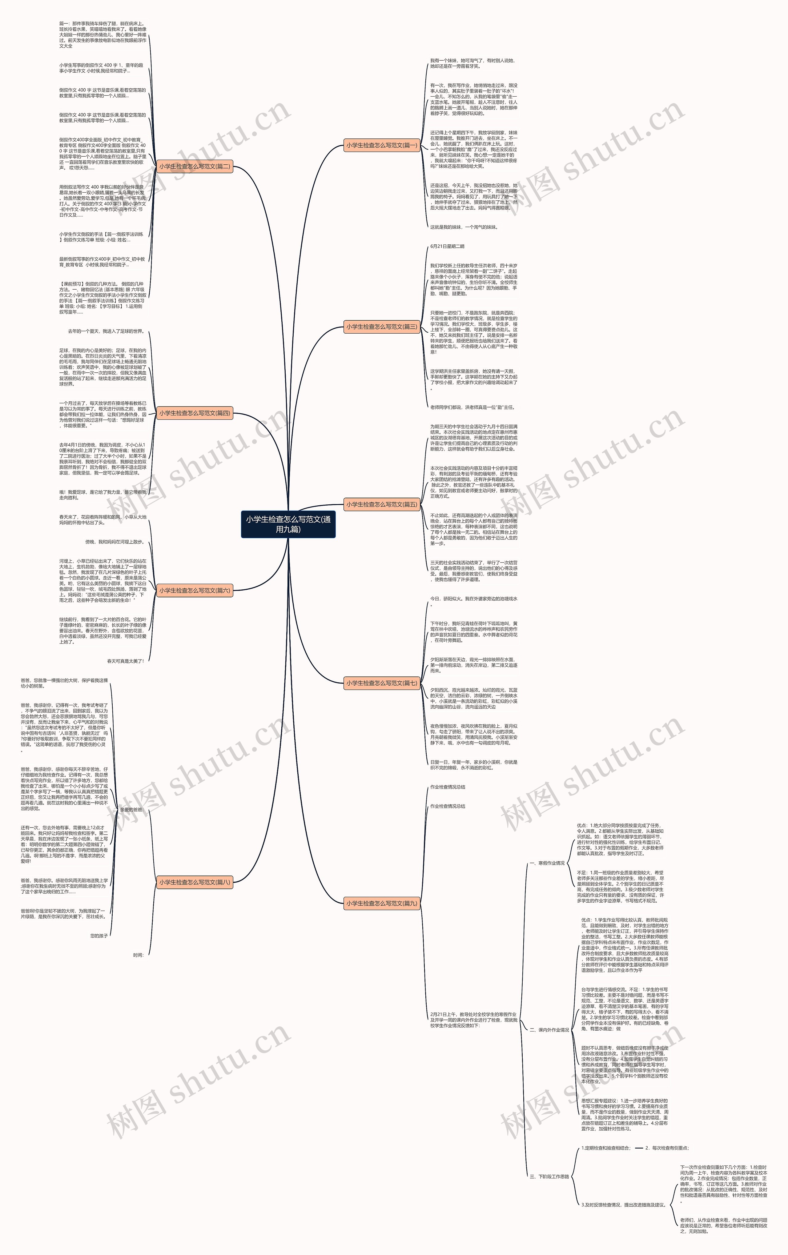 小学生检查怎么写范文(通用九篇)思维导图