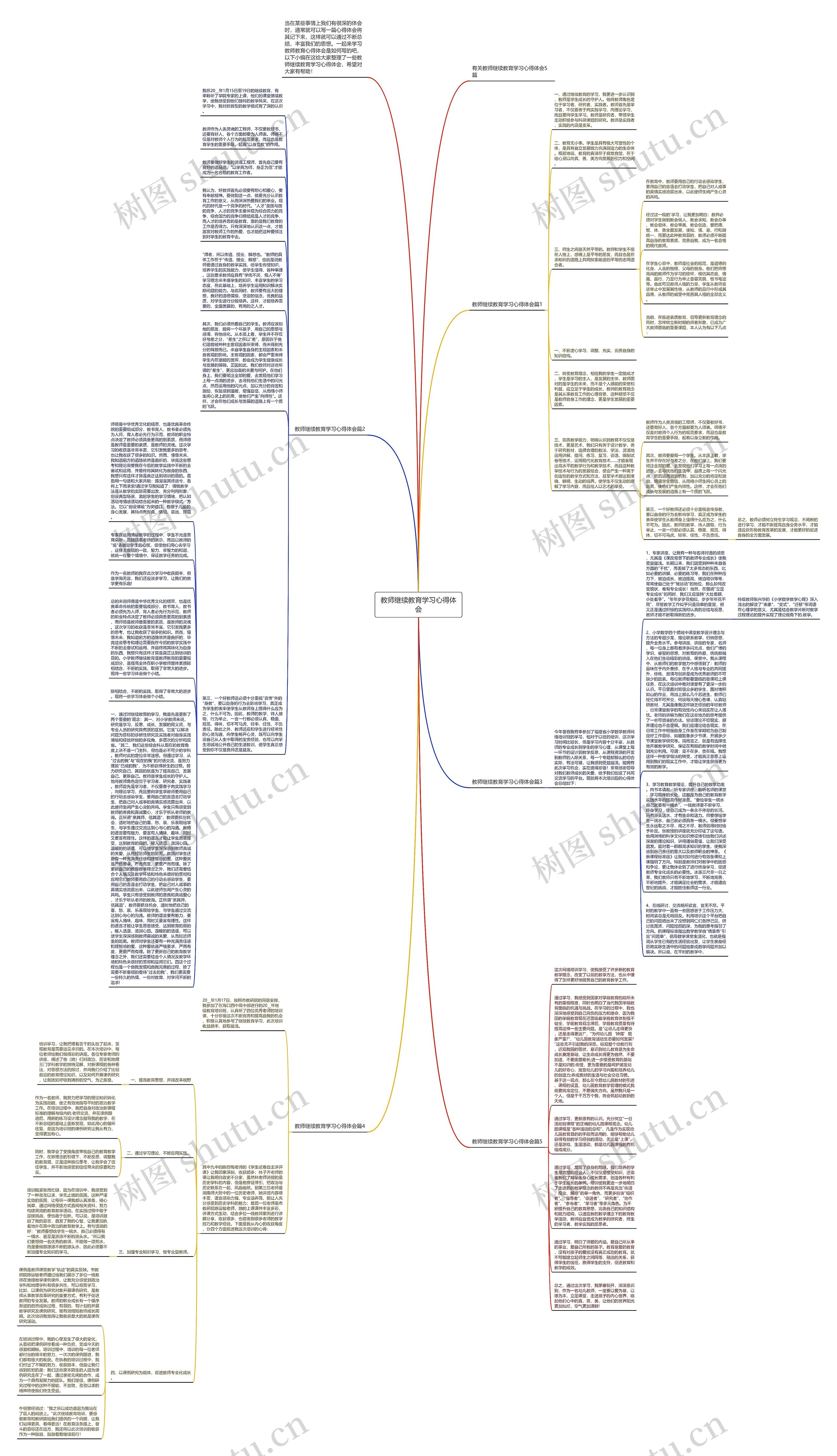 教师继续教育学习心得体会思维导图