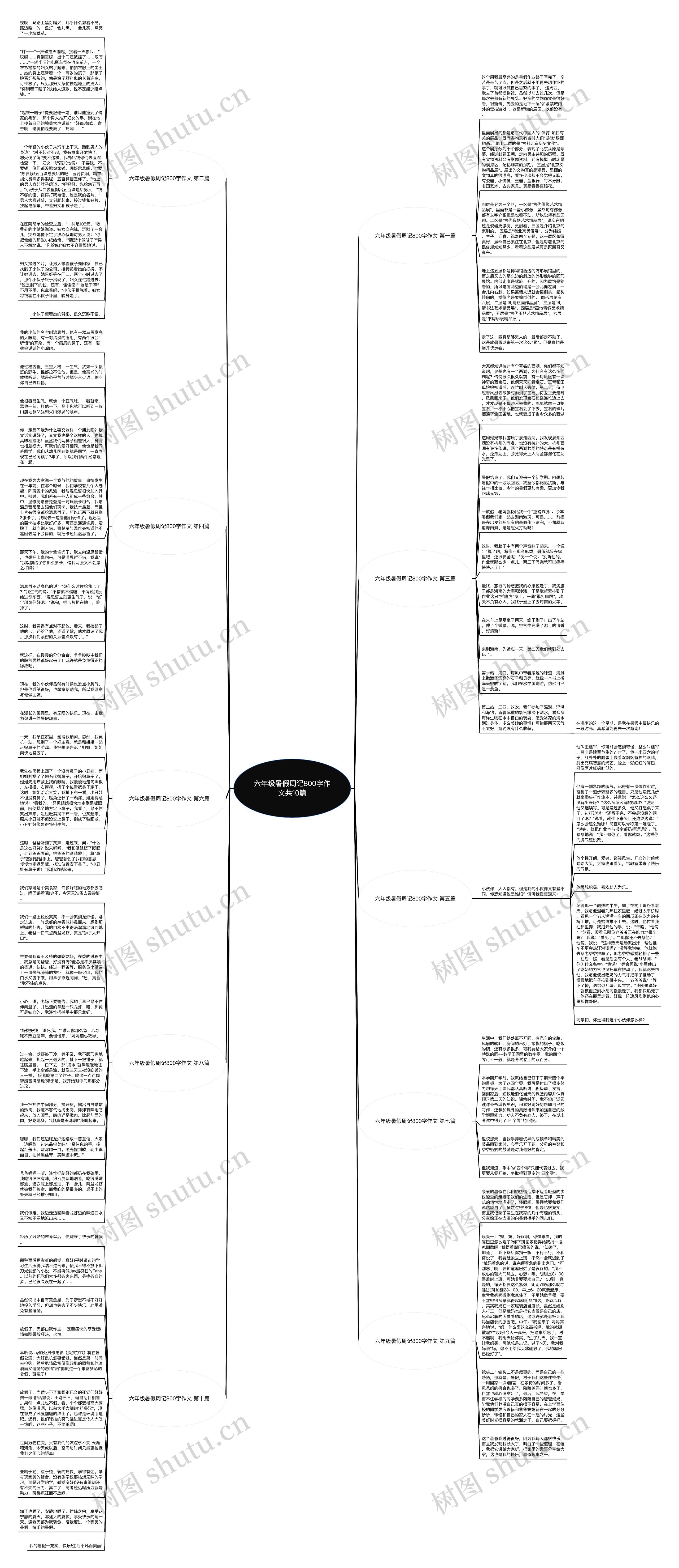 六年级暑假周记800字作文共10篇思维导图