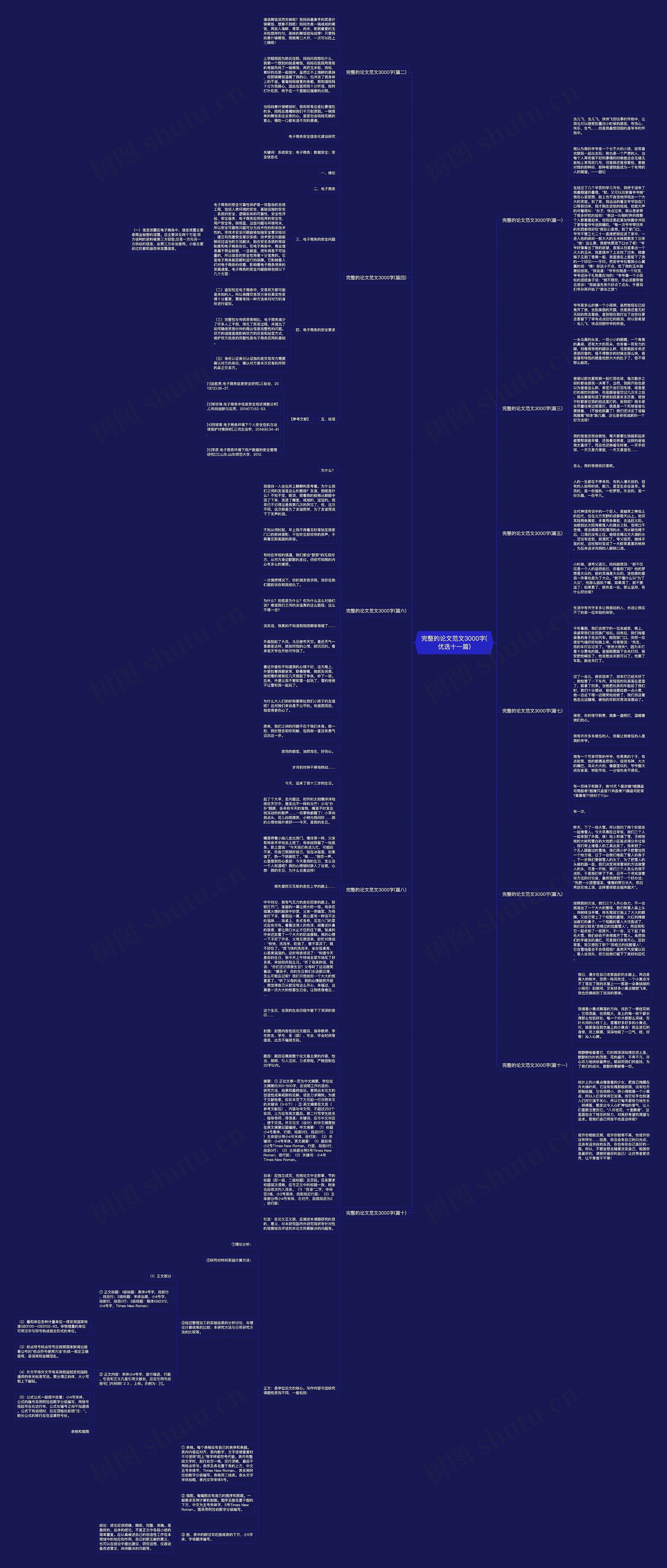 完整的论文范文3000字(优选十一篇)思维导图