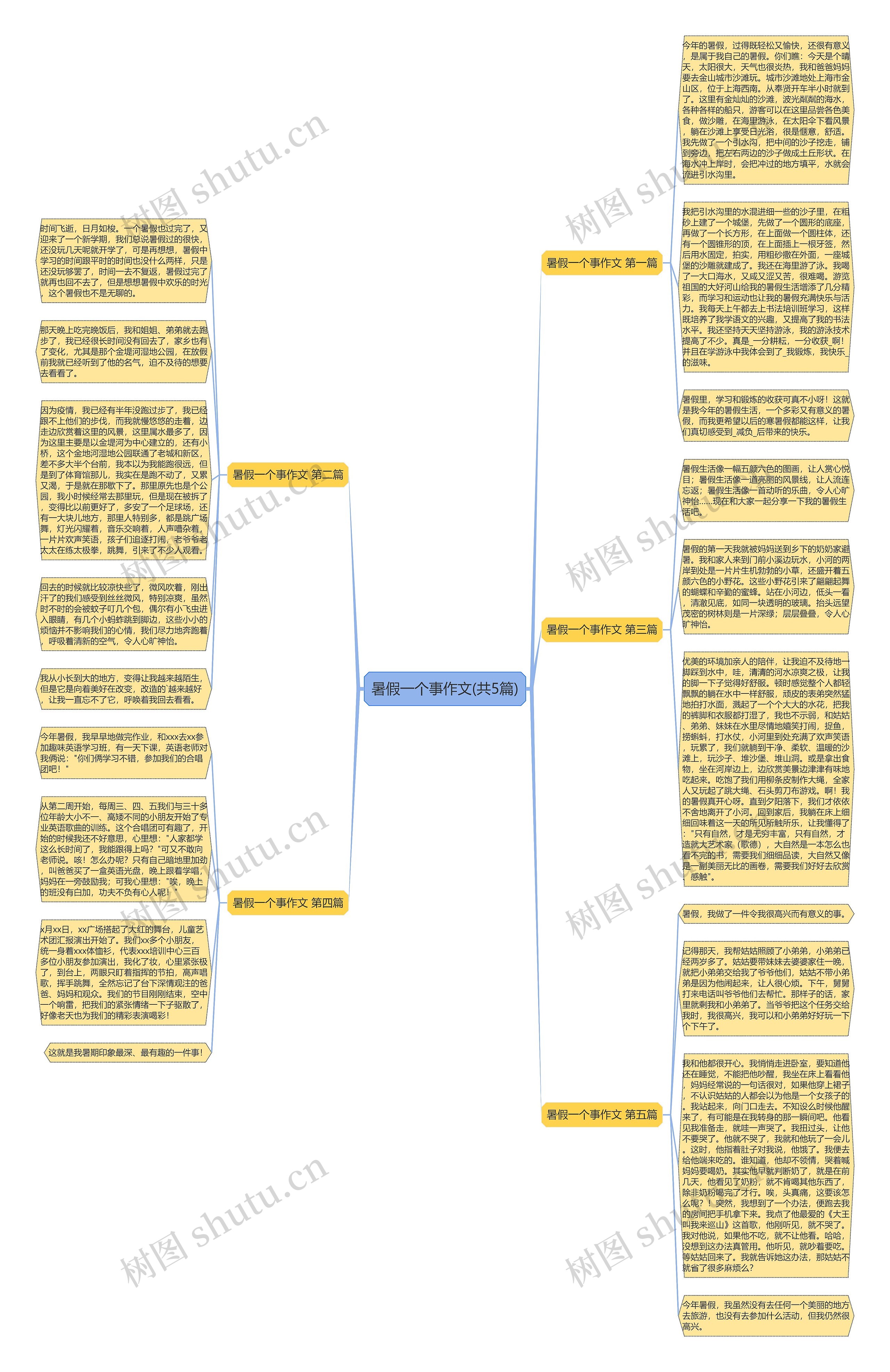 暑假一个事作文(共5篇)思维导图