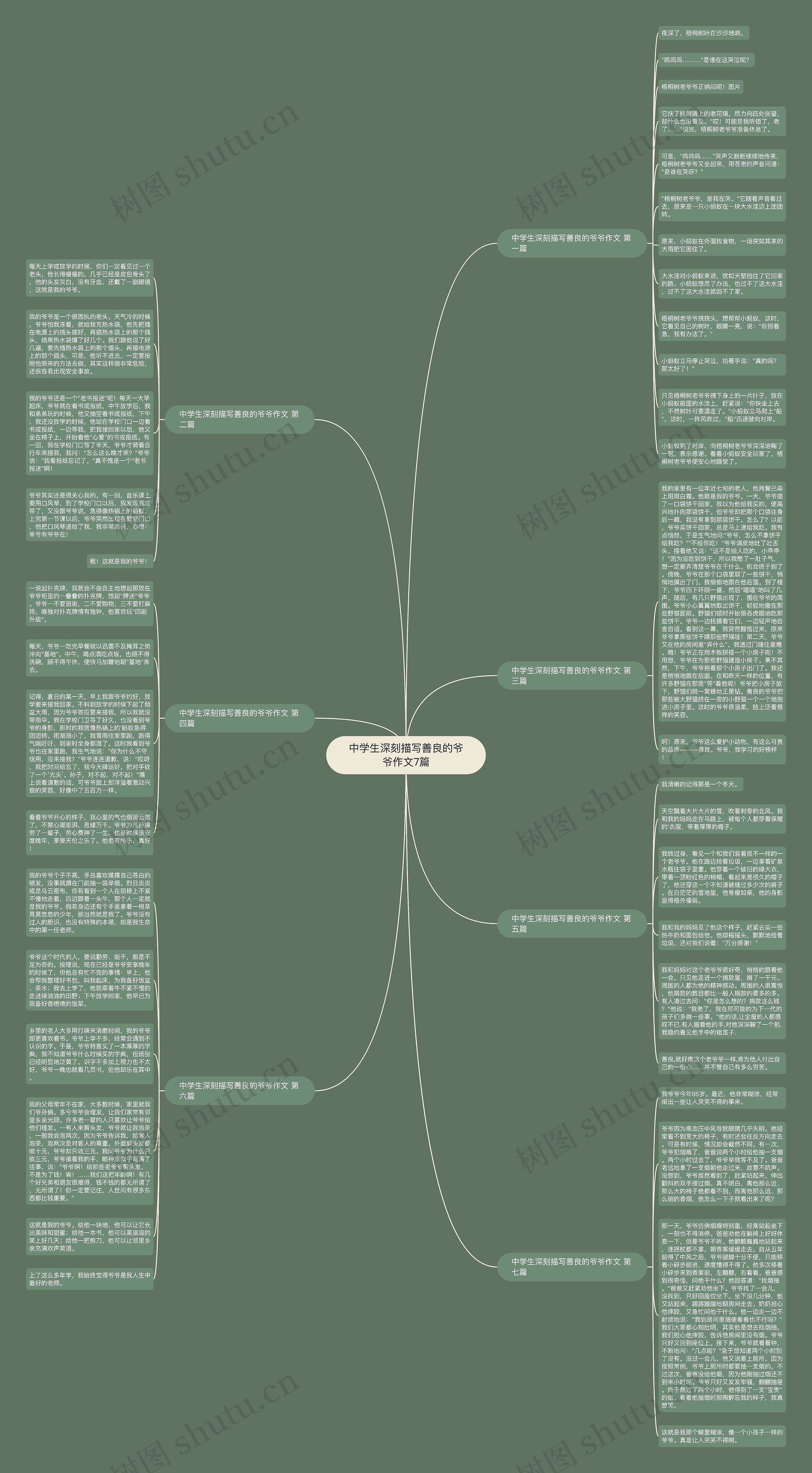 中学生深刻描写善良的爷爷作文7篇思维导图