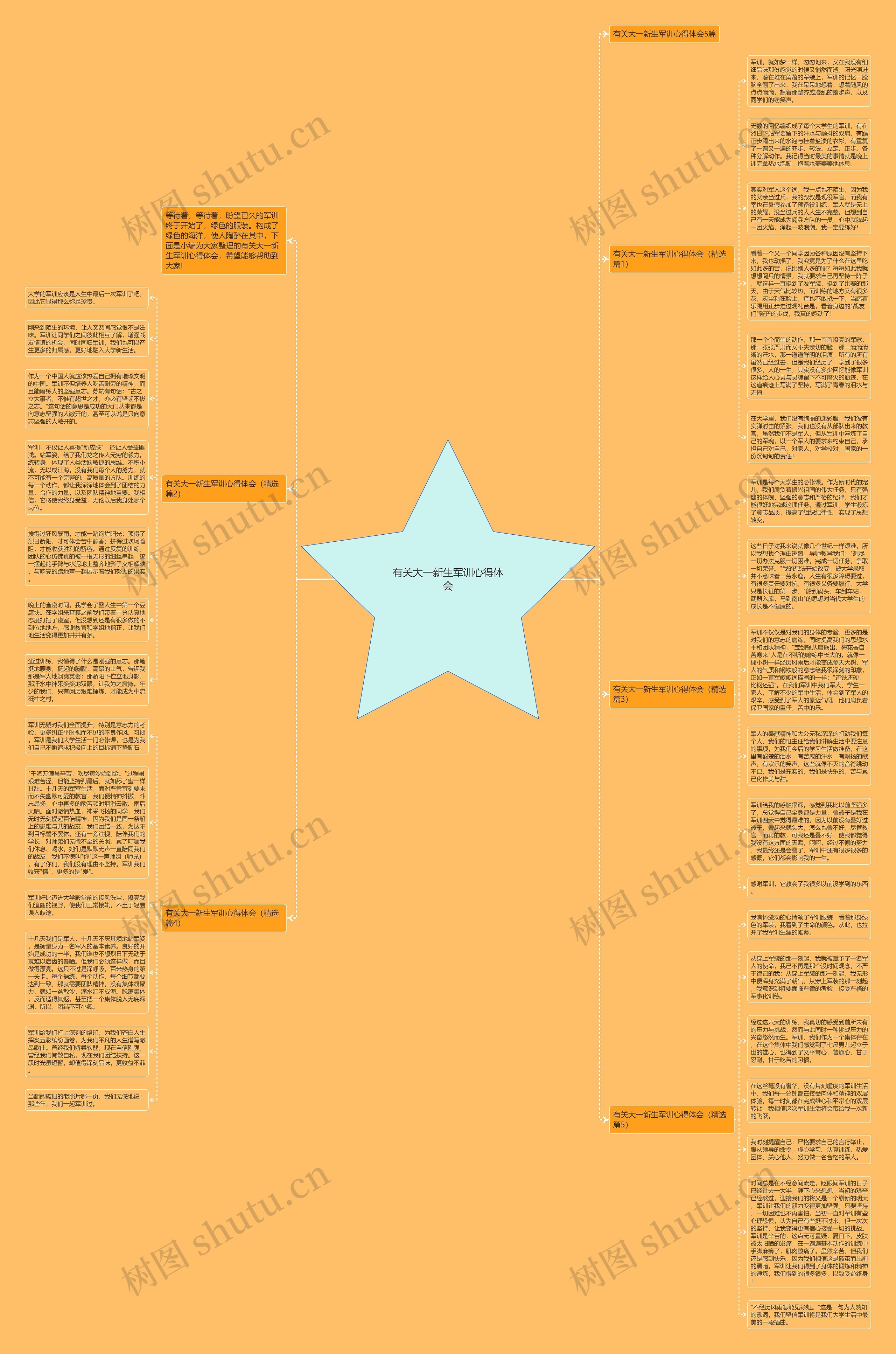 有关大一新生军训心得体会思维导图