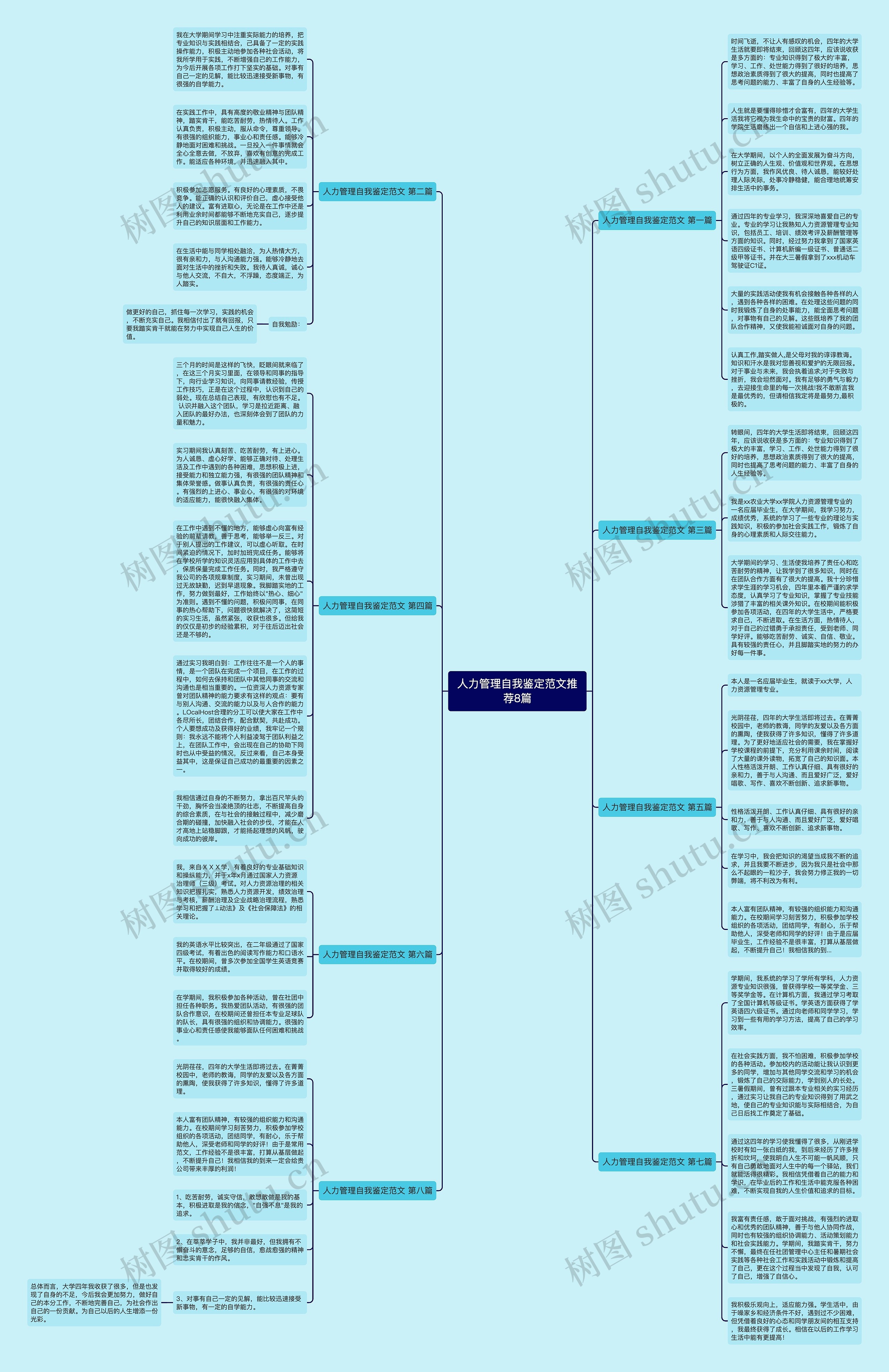 人力管理自我鉴定范文推荐8篇思维导图