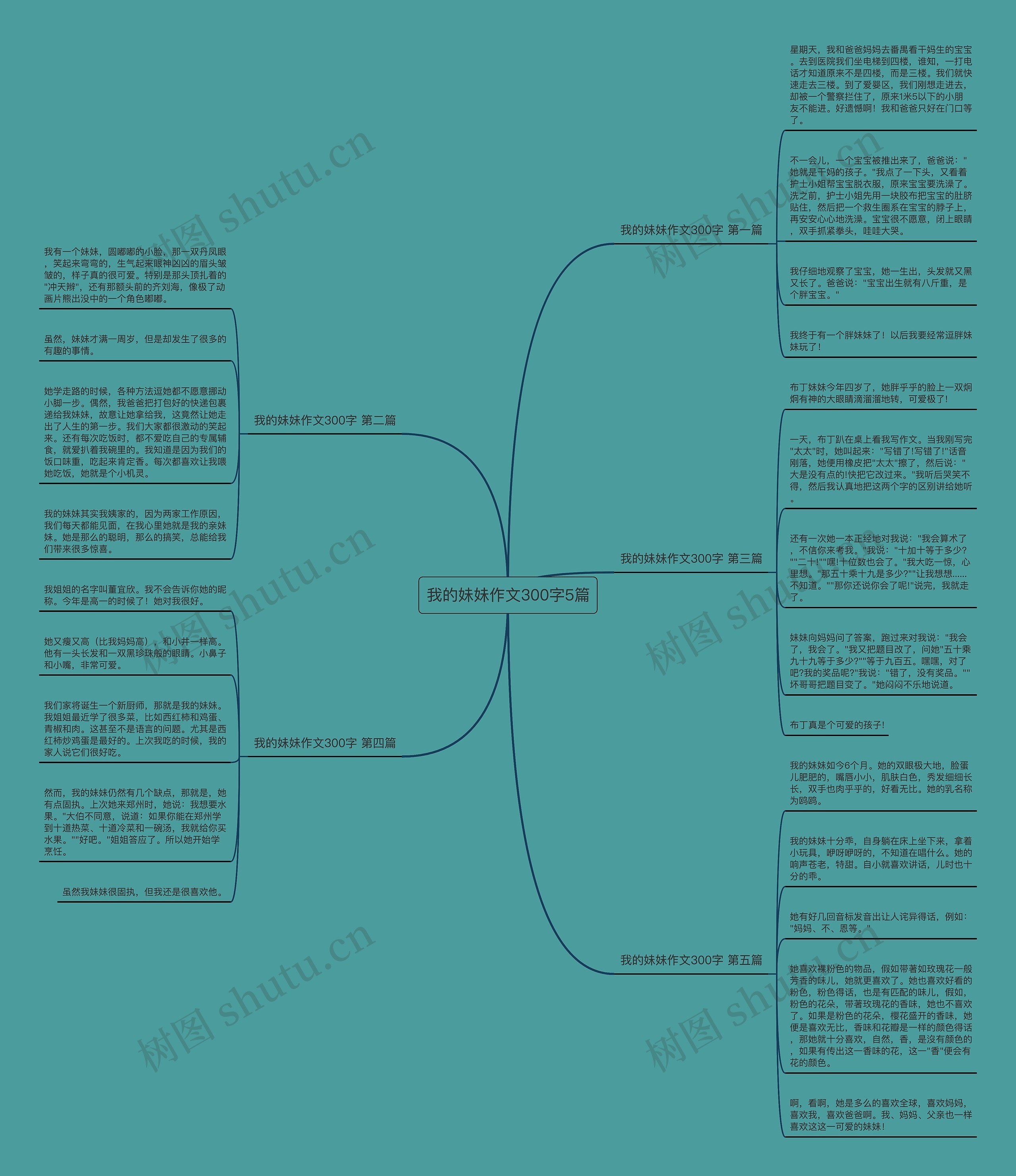 我的妹妹作文300字5篇思维导图
