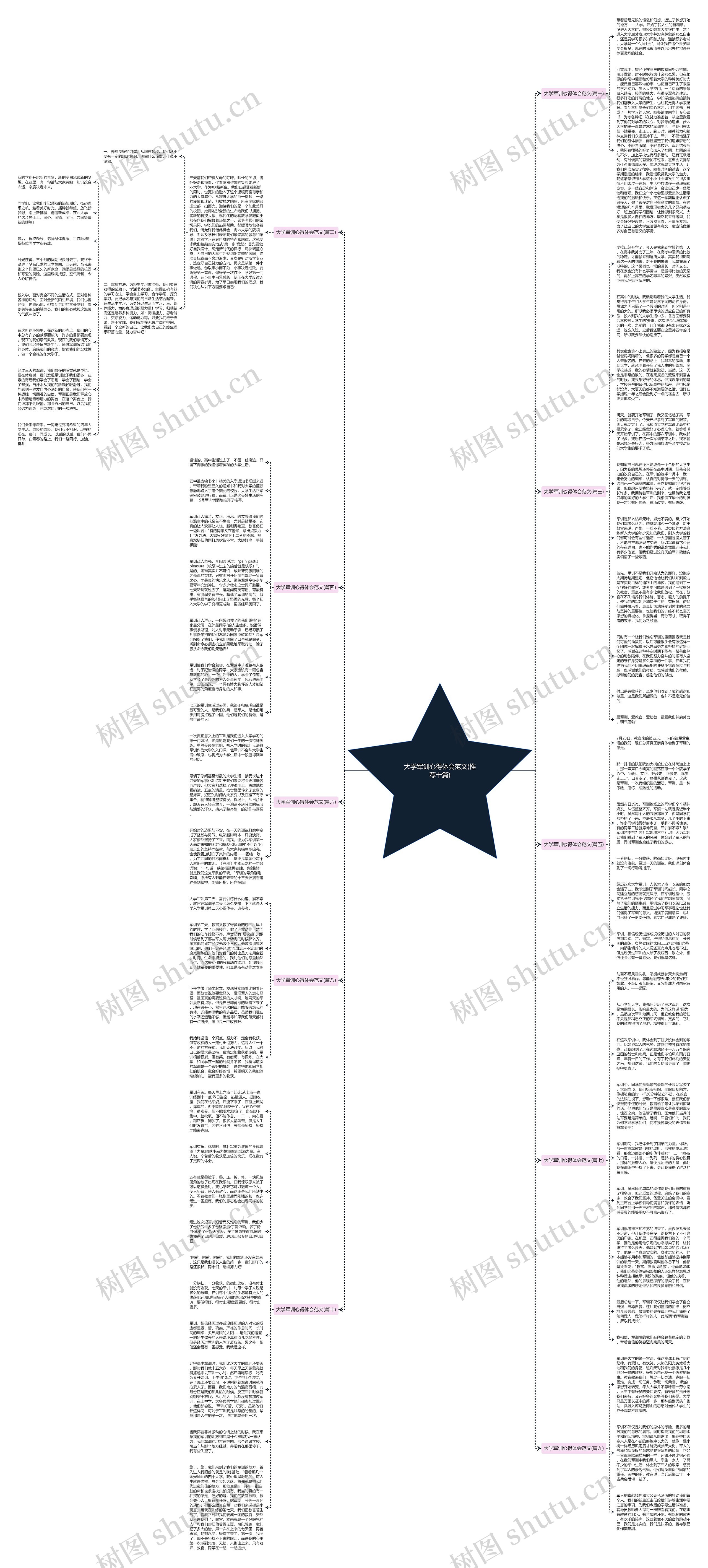 大学军训心得体会范文(推荐十篇)思维导图