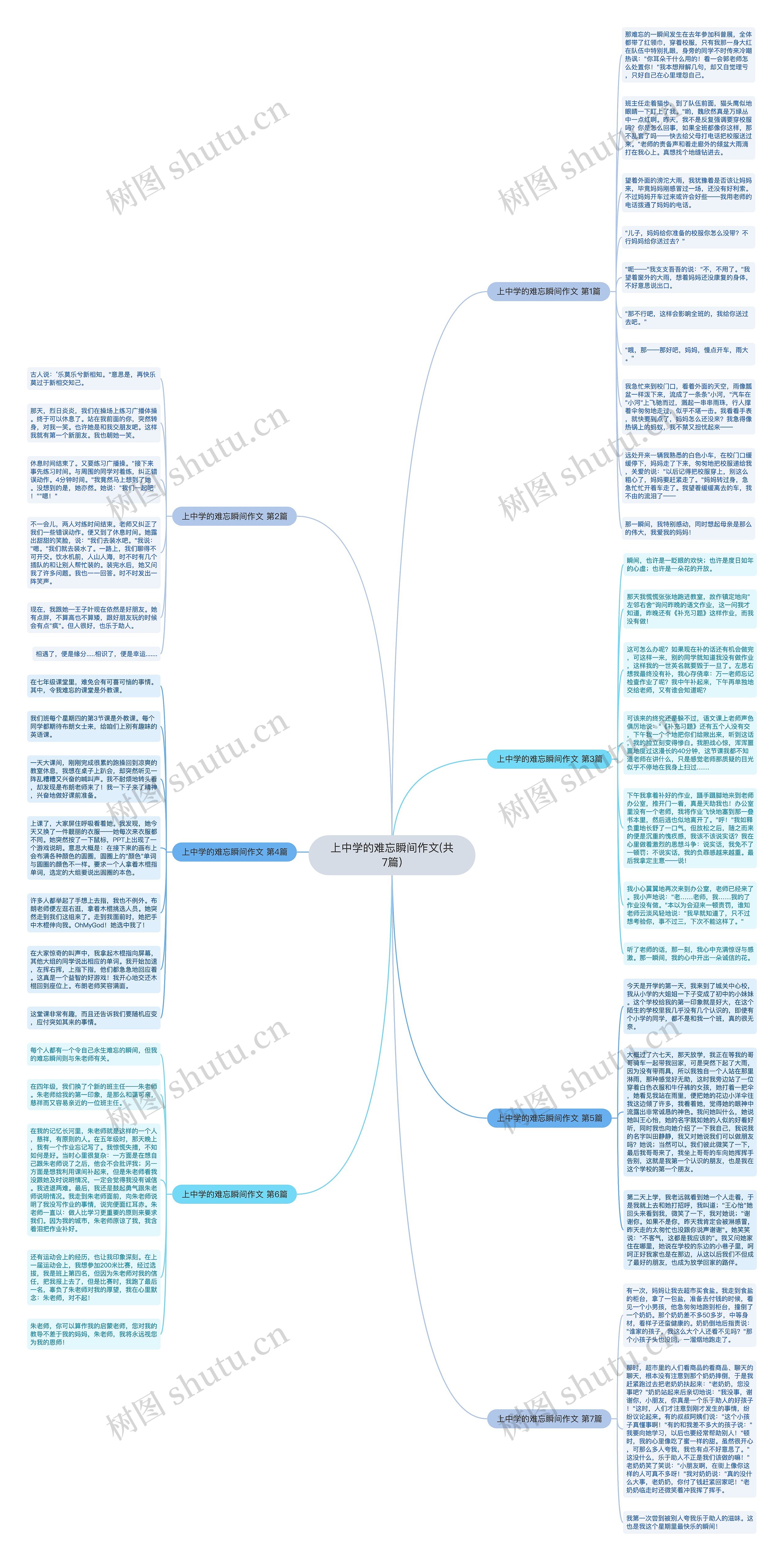 上中学的难忘瞬间作文(共7篇)思维导图
