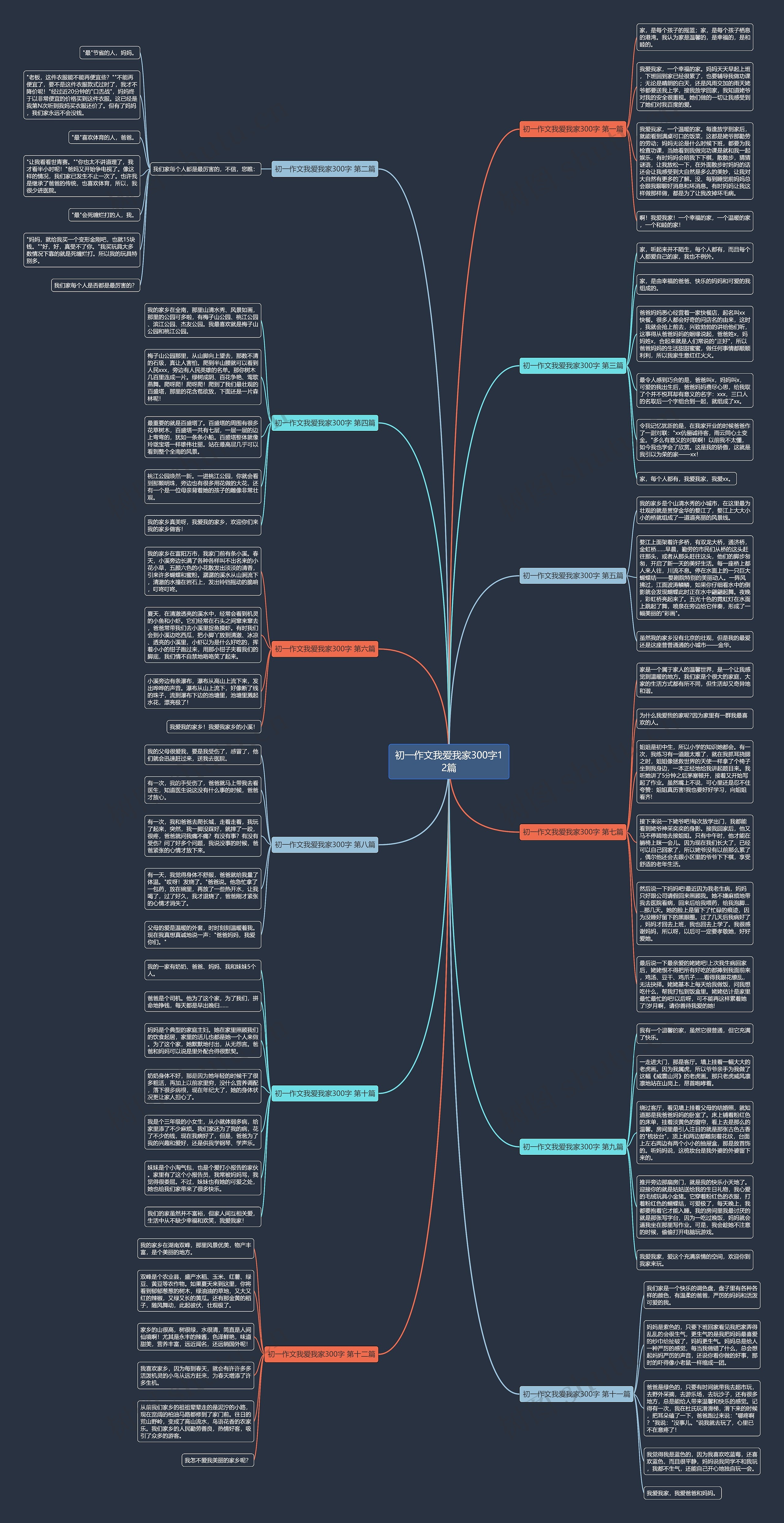 初一作文我爱我家300字12篇思维导图