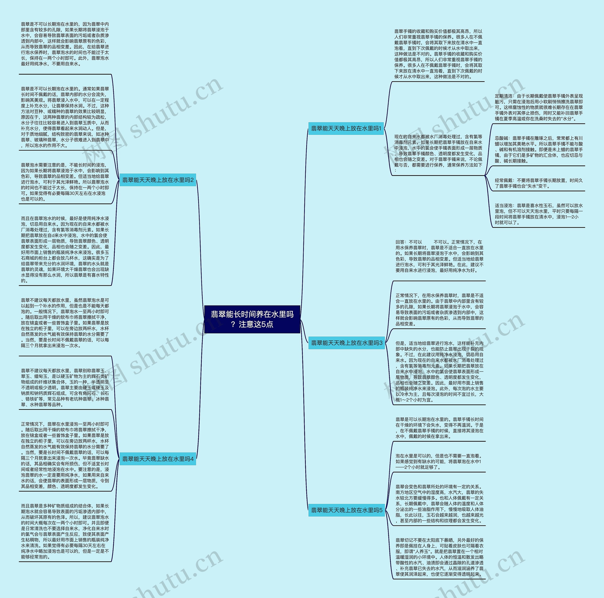 翡翠能长时间养在水里吗？注意这5点思维导图