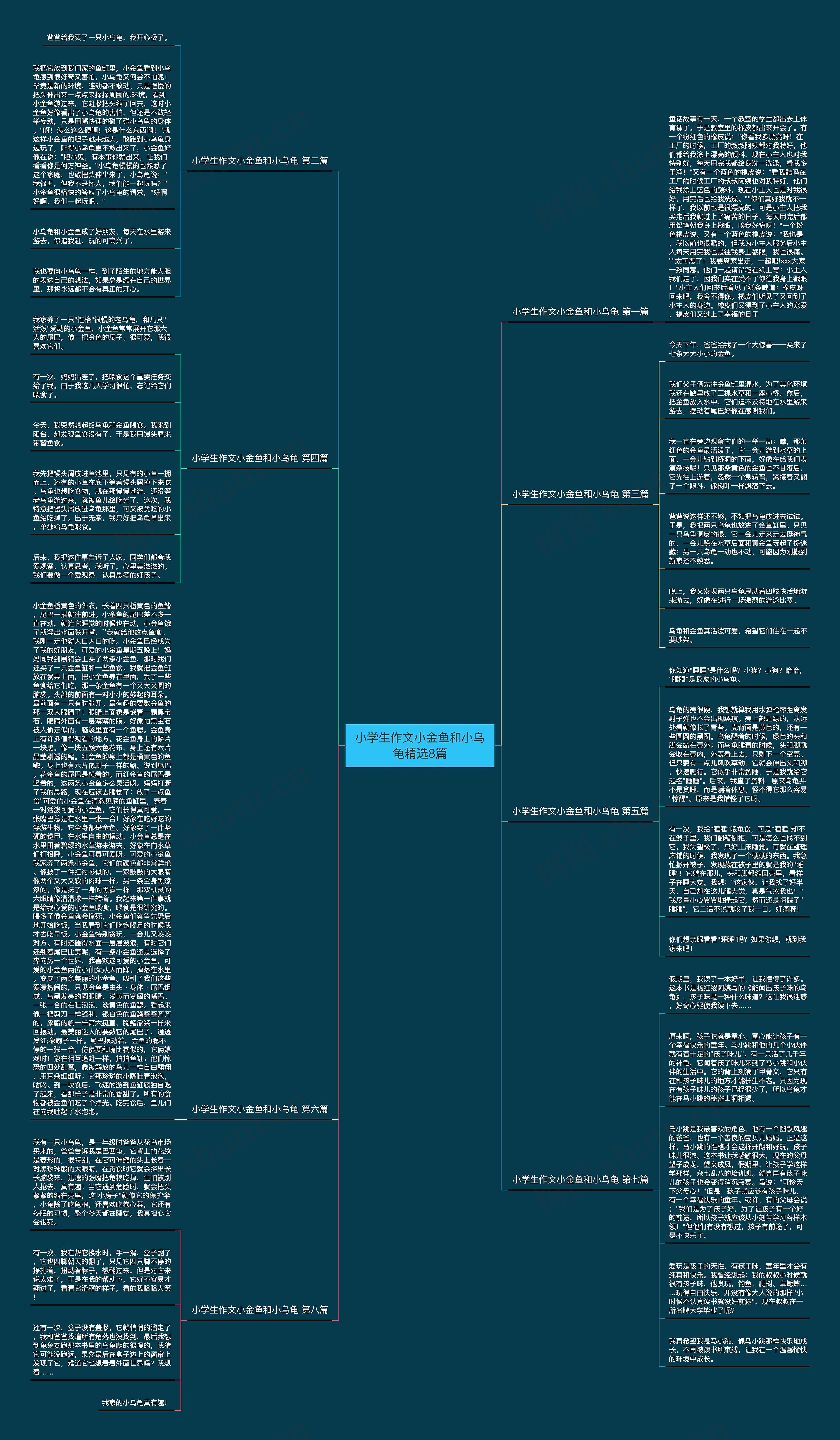 小学生作文小金鱼和小乌龟精选8篇思维导图