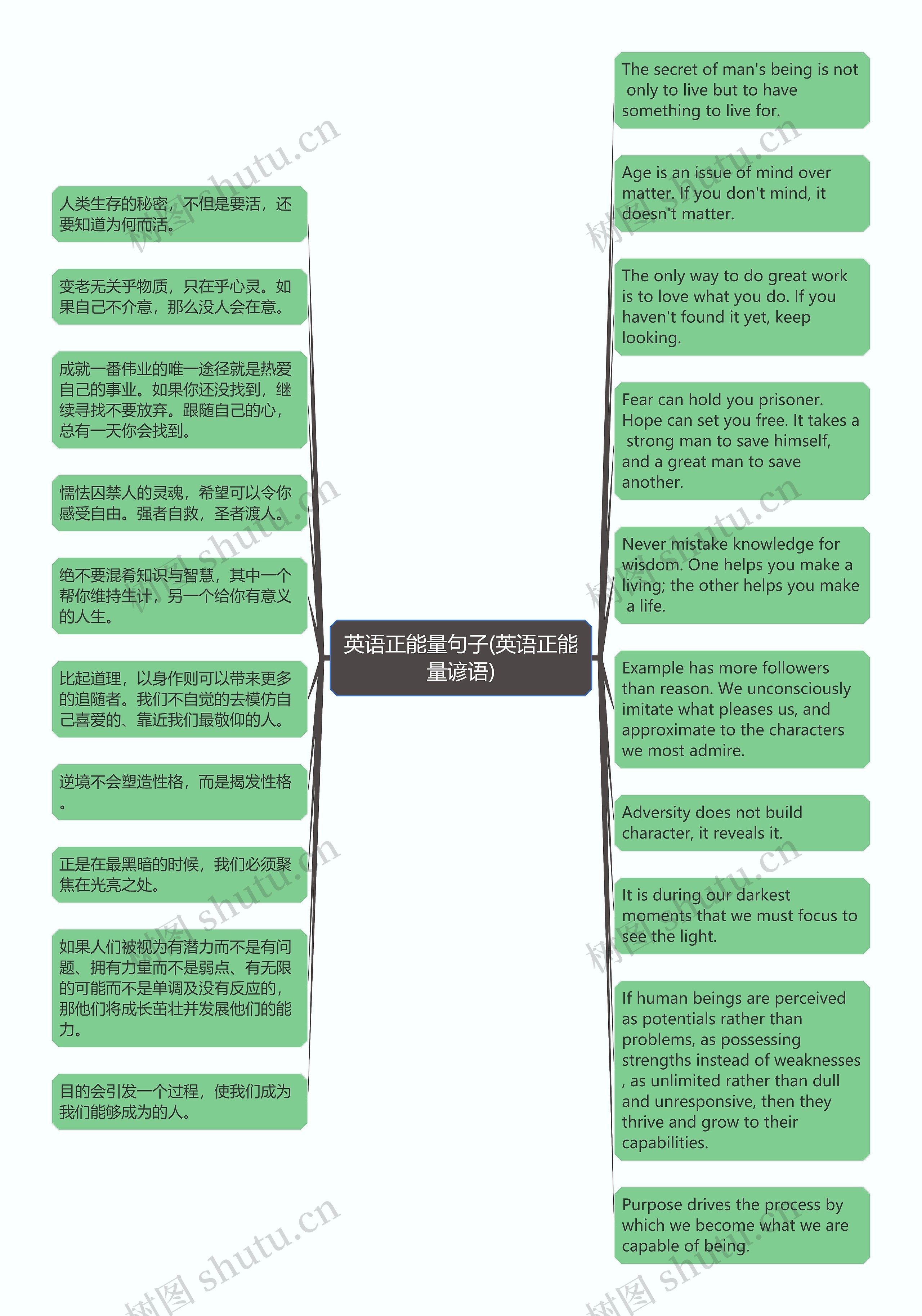 英语正能量句子(英语正能量谚语)思维导图