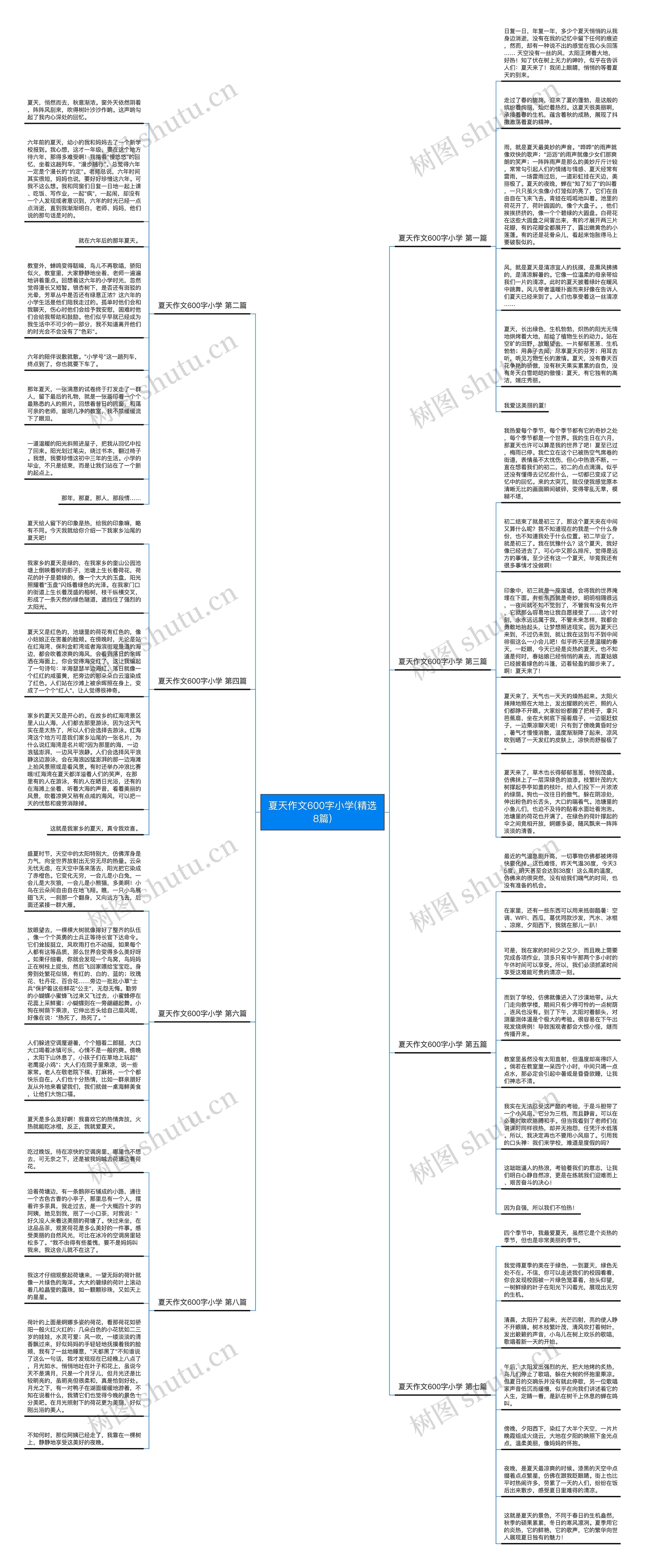 夏天作文600字小学(精选8篇)思维导图