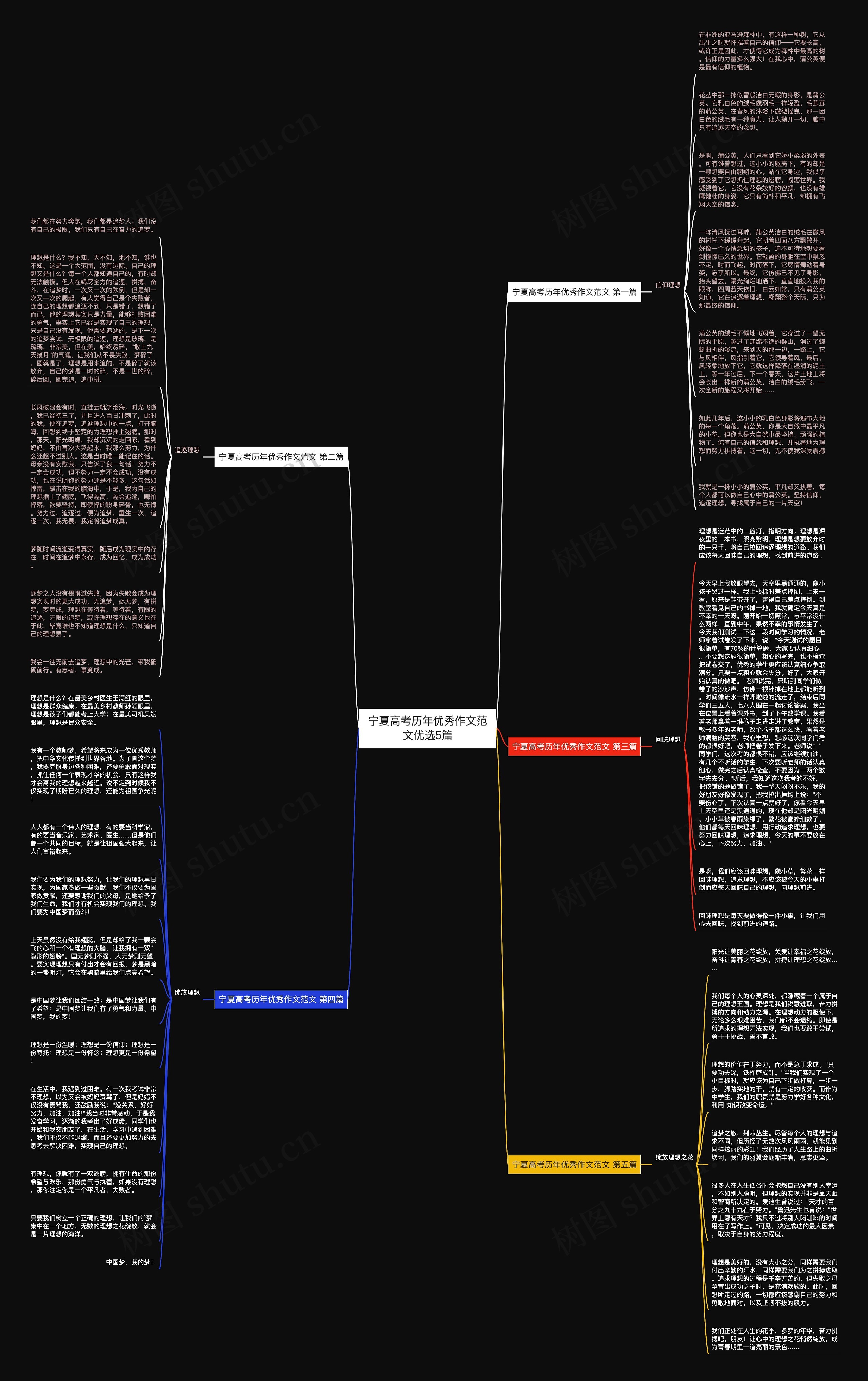 宁夏高考历年优秀作文范文优选5篇思维导图