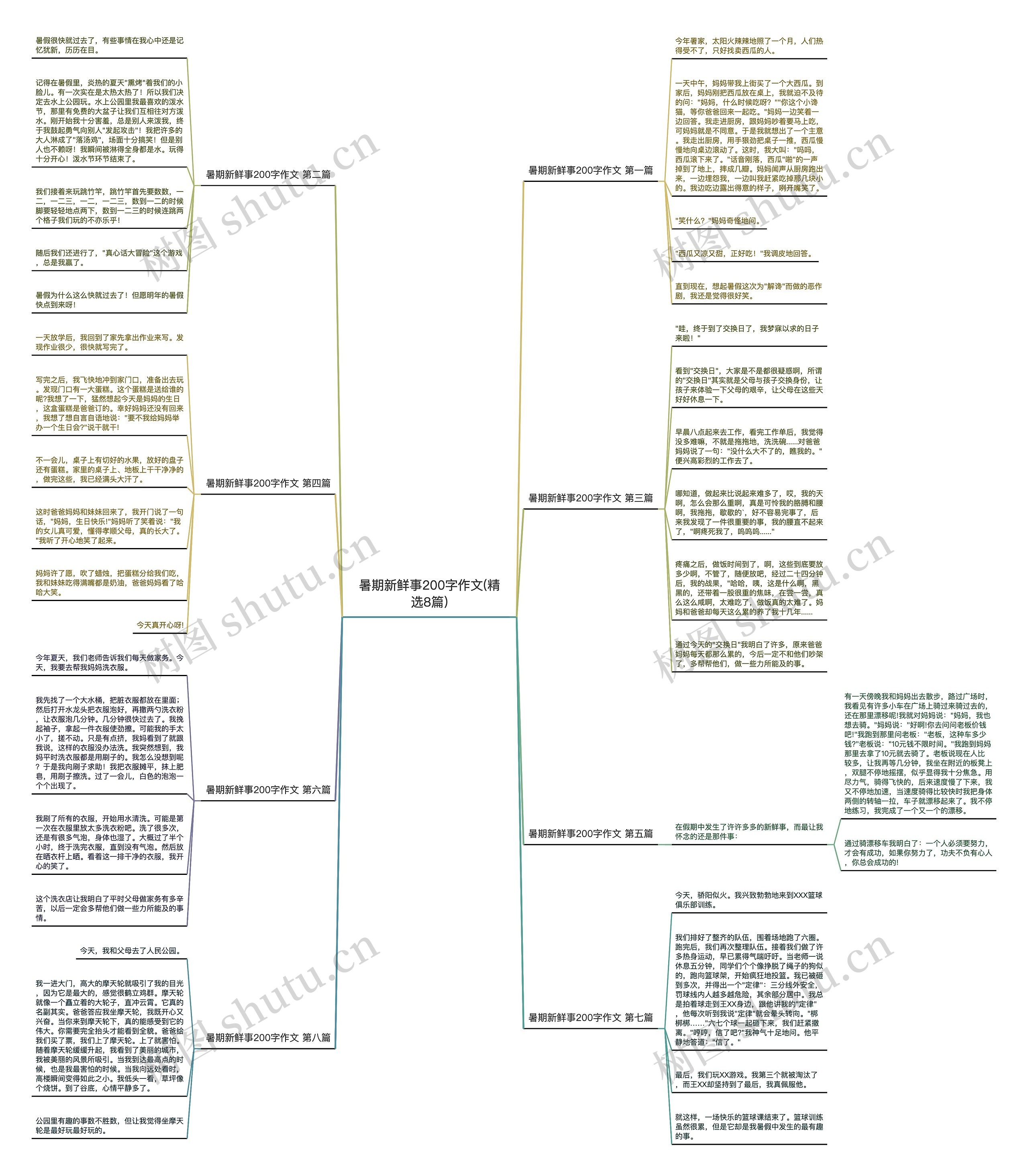 暑期新鲜事200字作文(精选8篇)思维导图