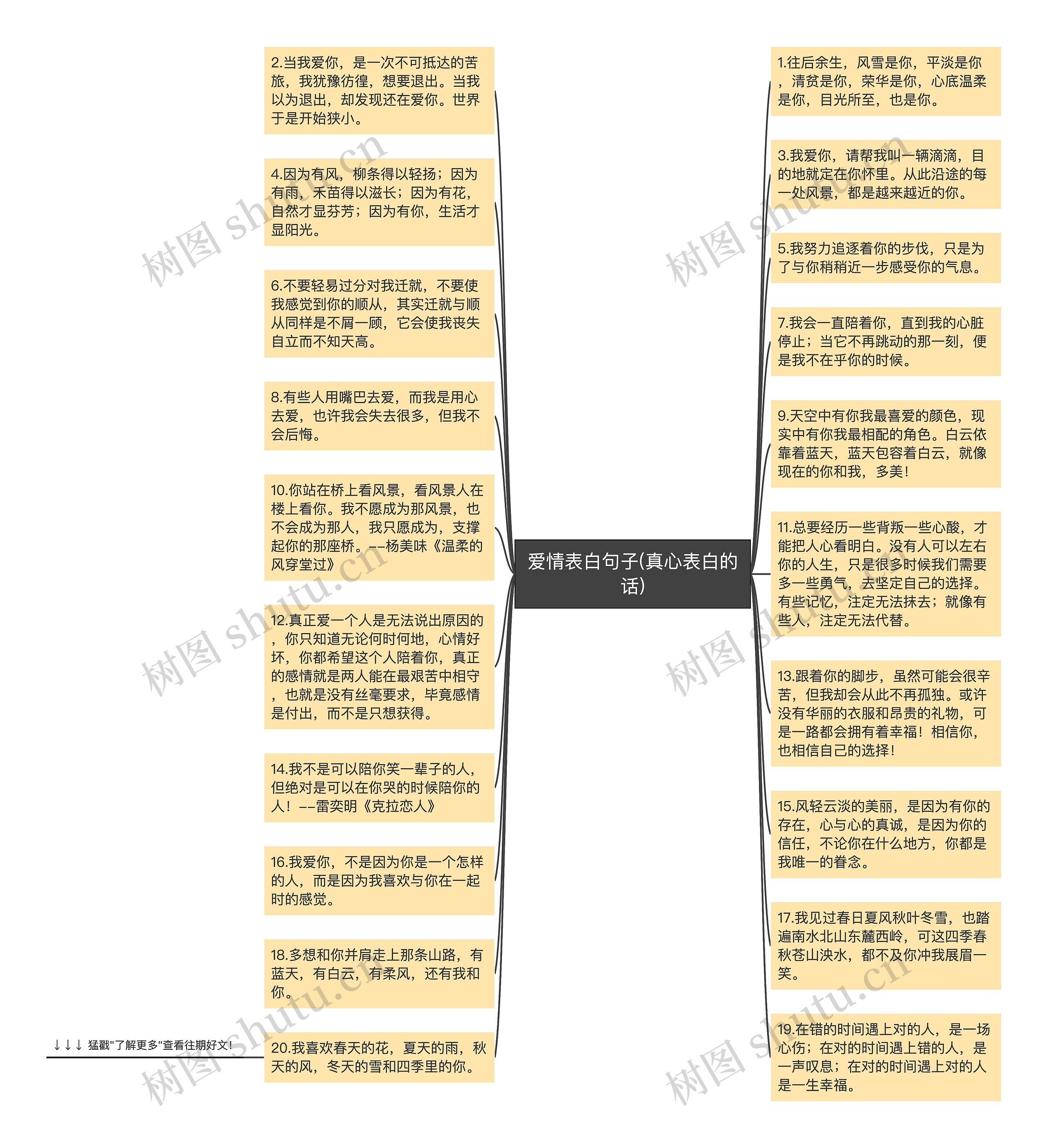 爱情表白句子(真心表白的话)思维导图