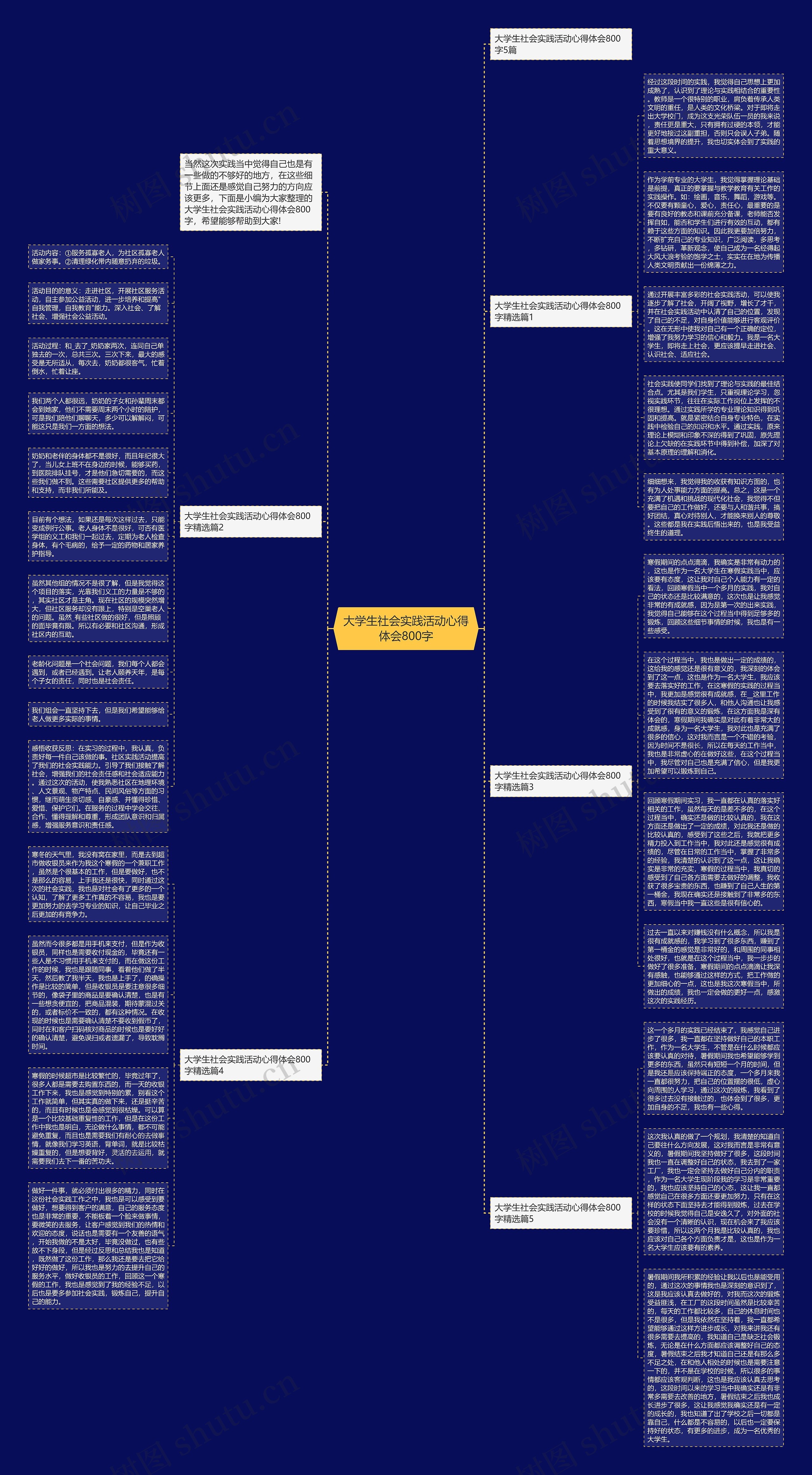 大学生社会实践活动心得体会800字思维导图