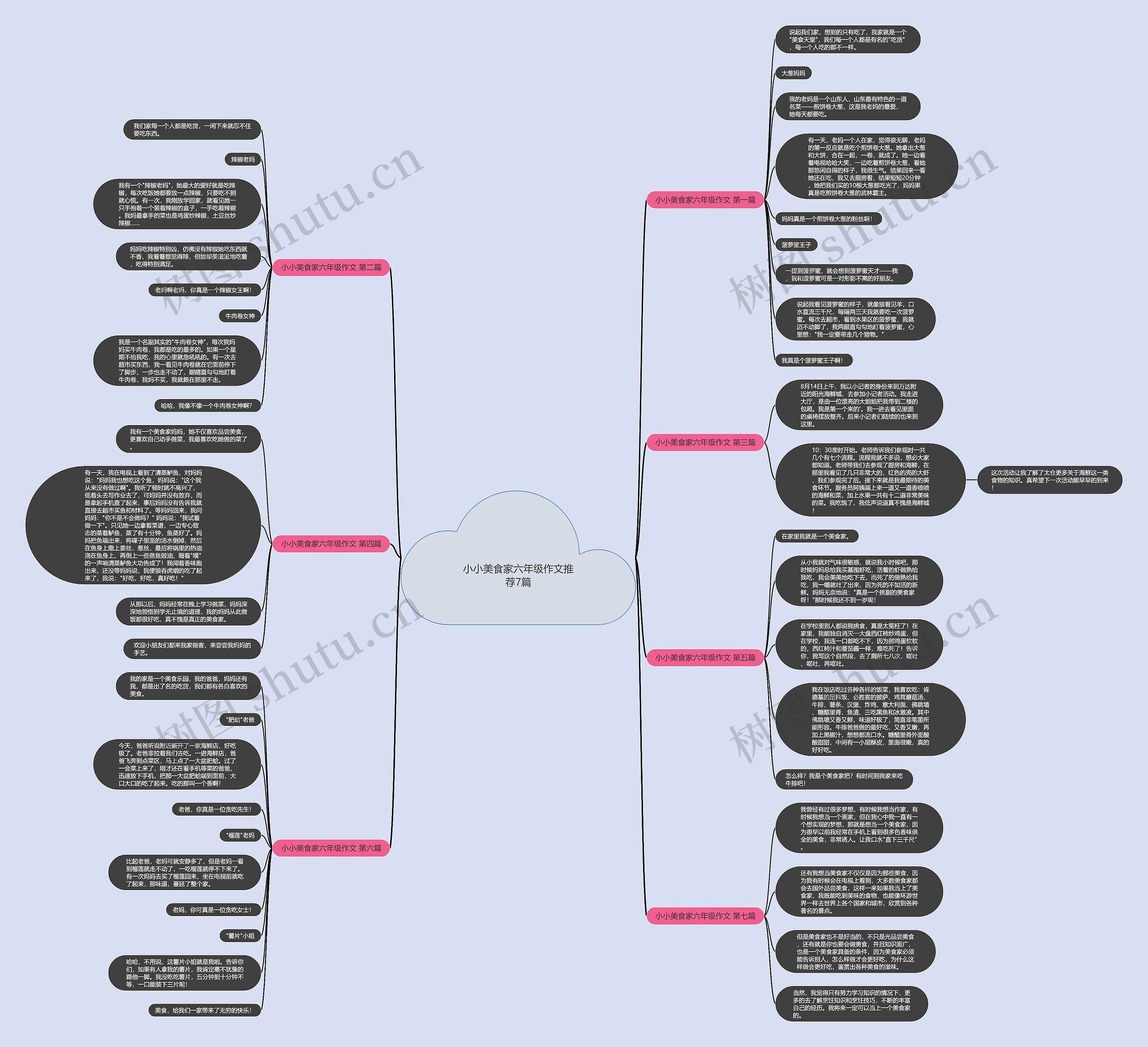 小小美食家六年级作文推荐7篇思维导图
