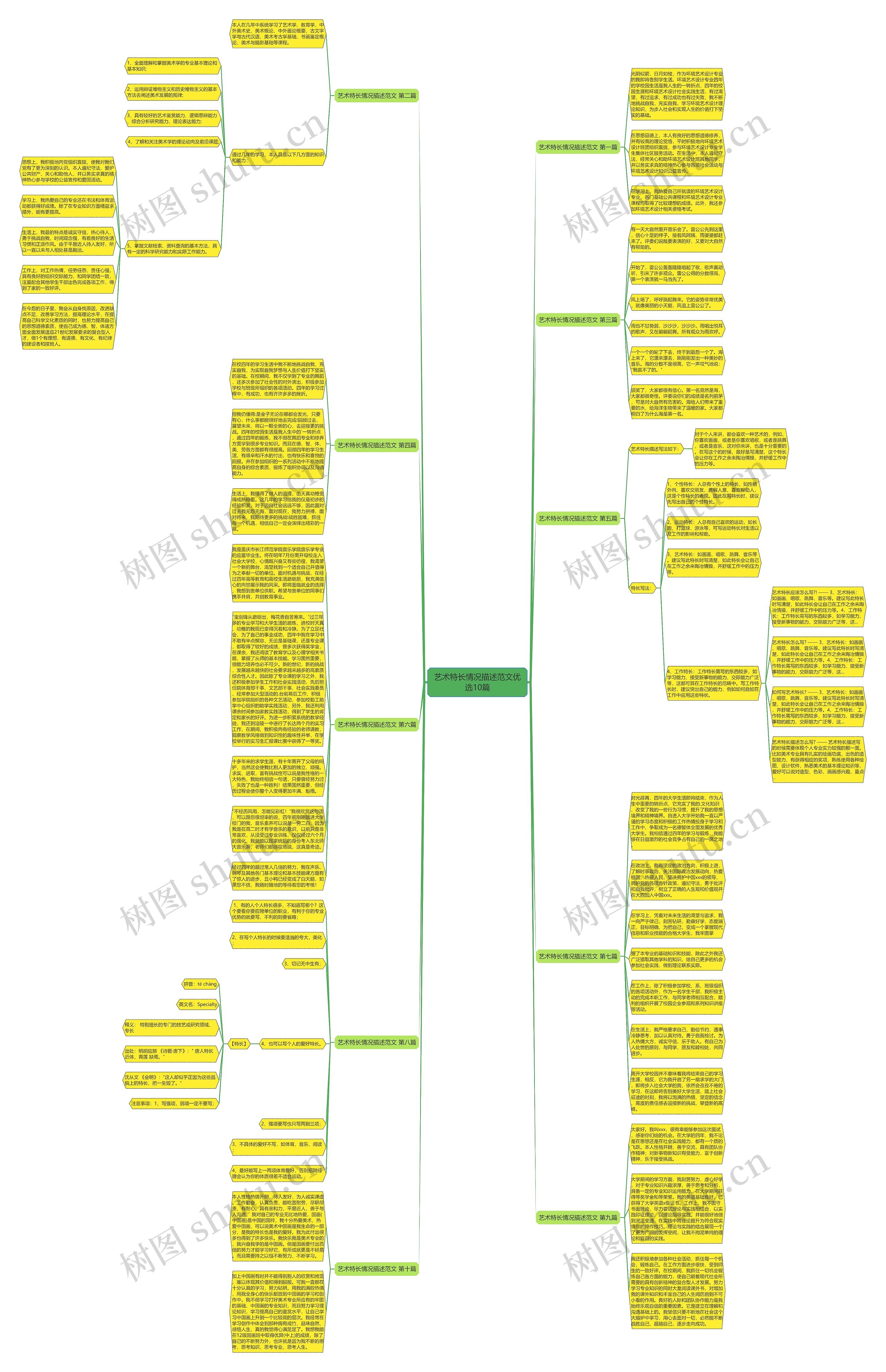 艺术特长情况描述范文优选10篇思维导图