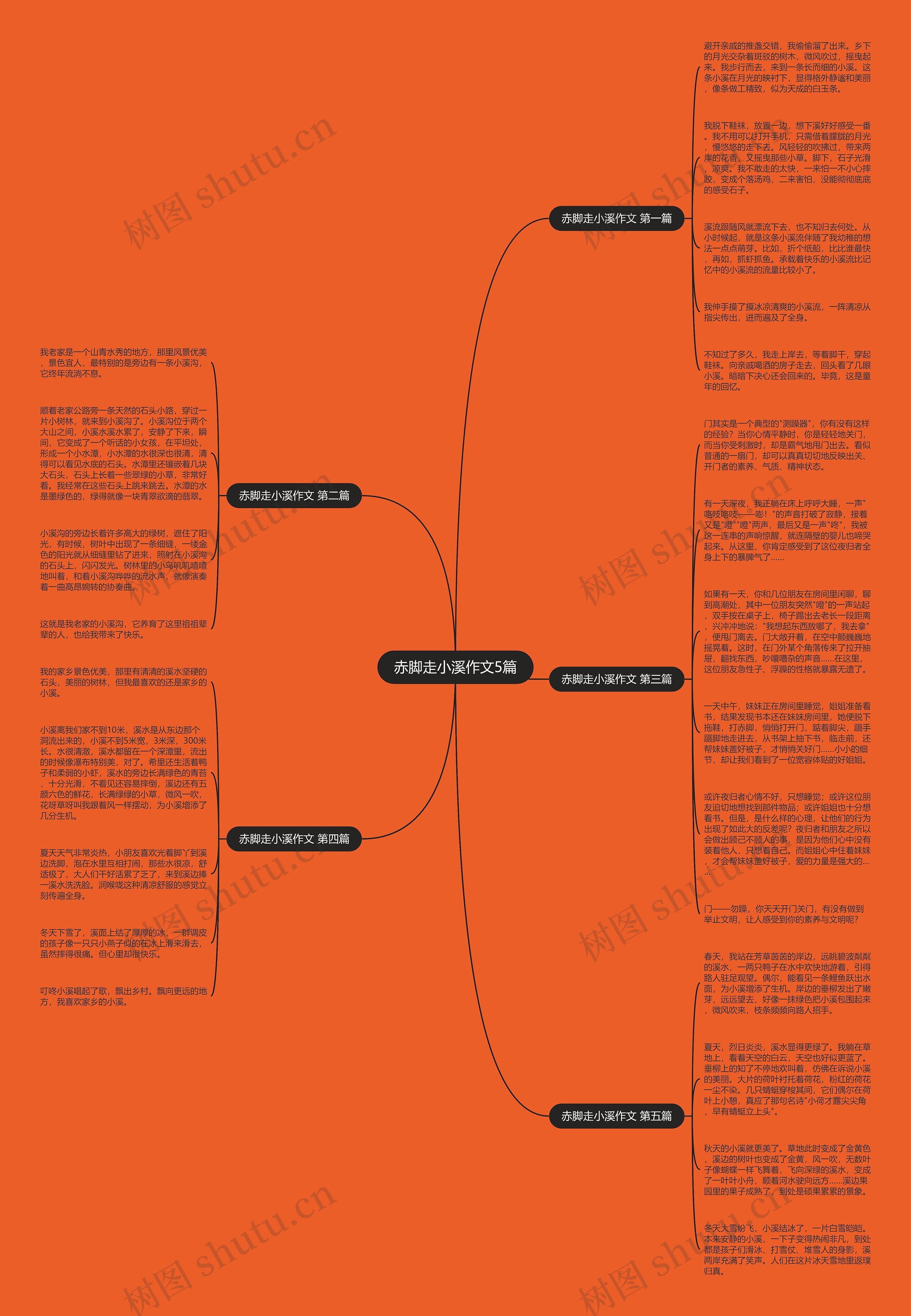 赤脚走小溪作文5篇思维导图