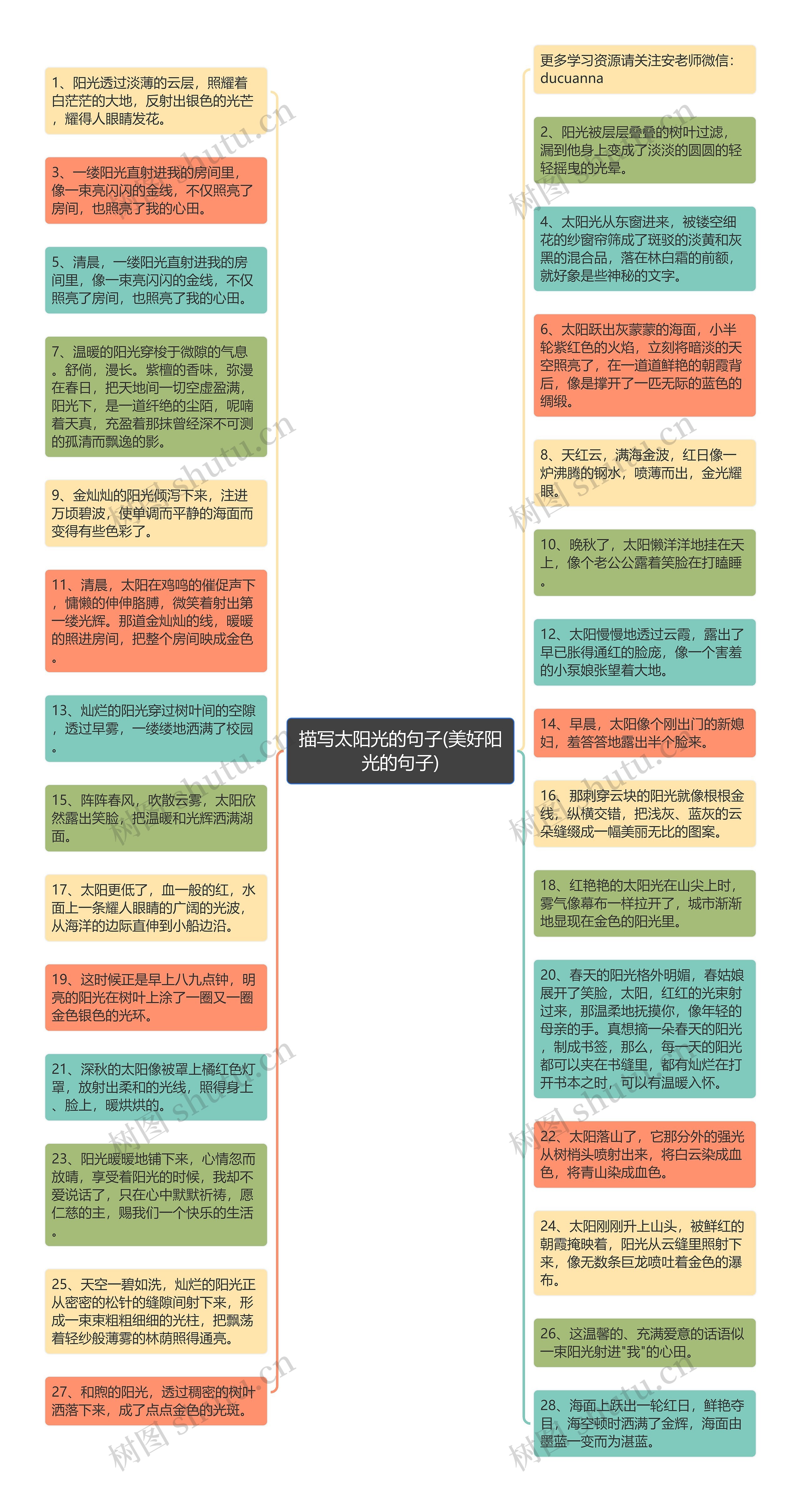 描写太阳光的句子(美好阳光的句子)思维导图