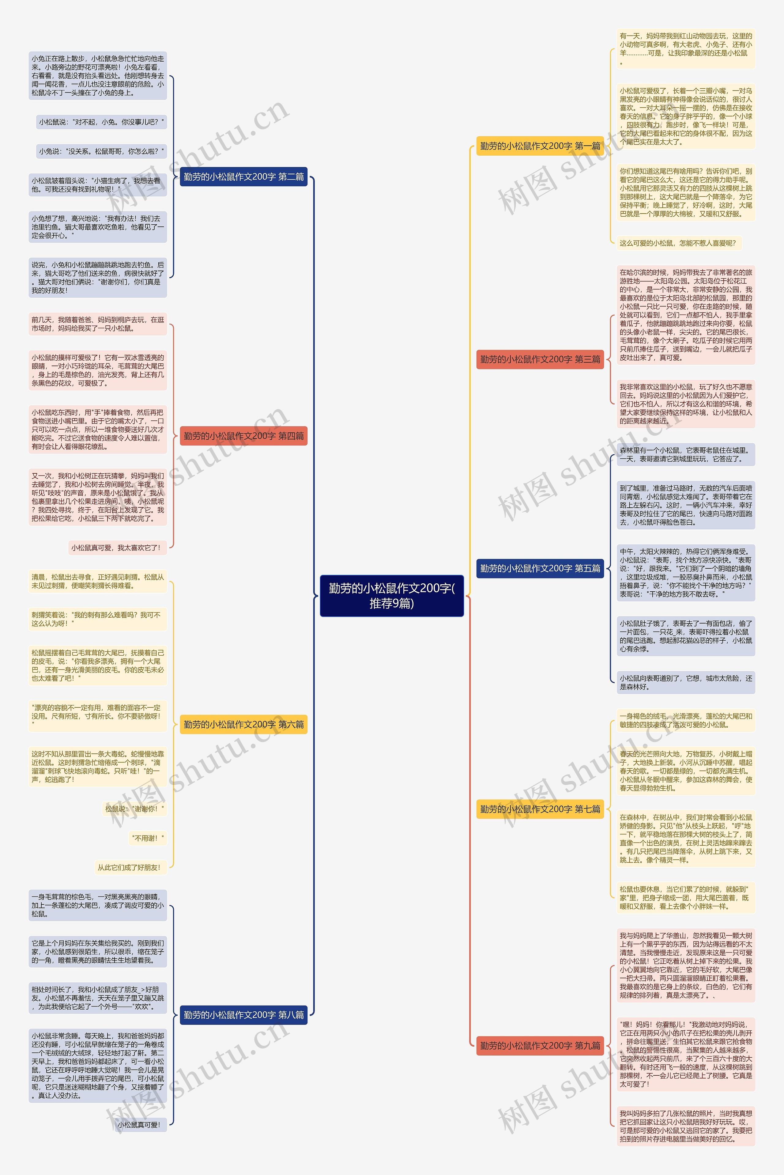 勤劳的小松鼠作文200字(推荐9篇)思维导图