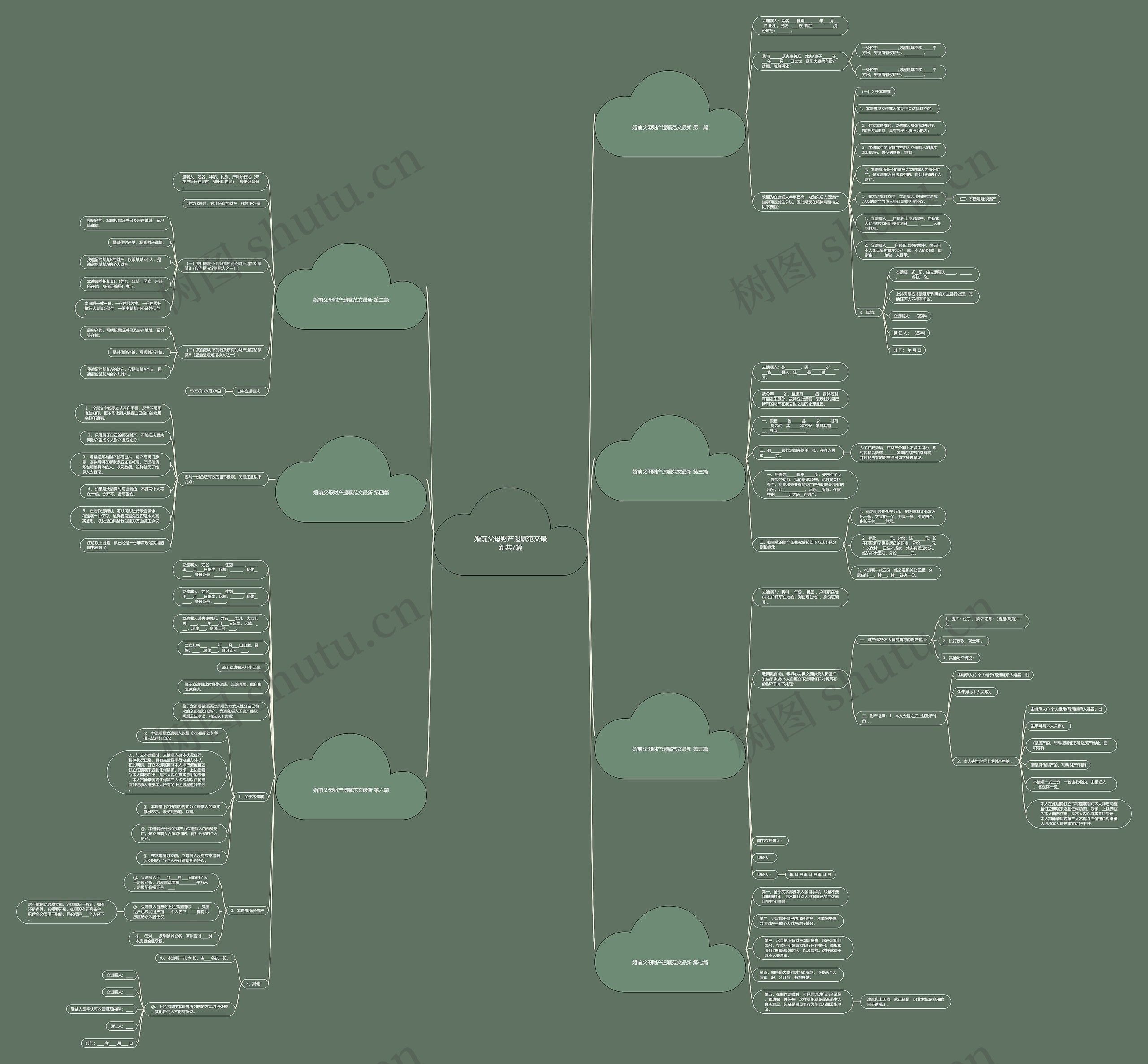 婚前父母财产遗嘱范文最新共7篇思维导图