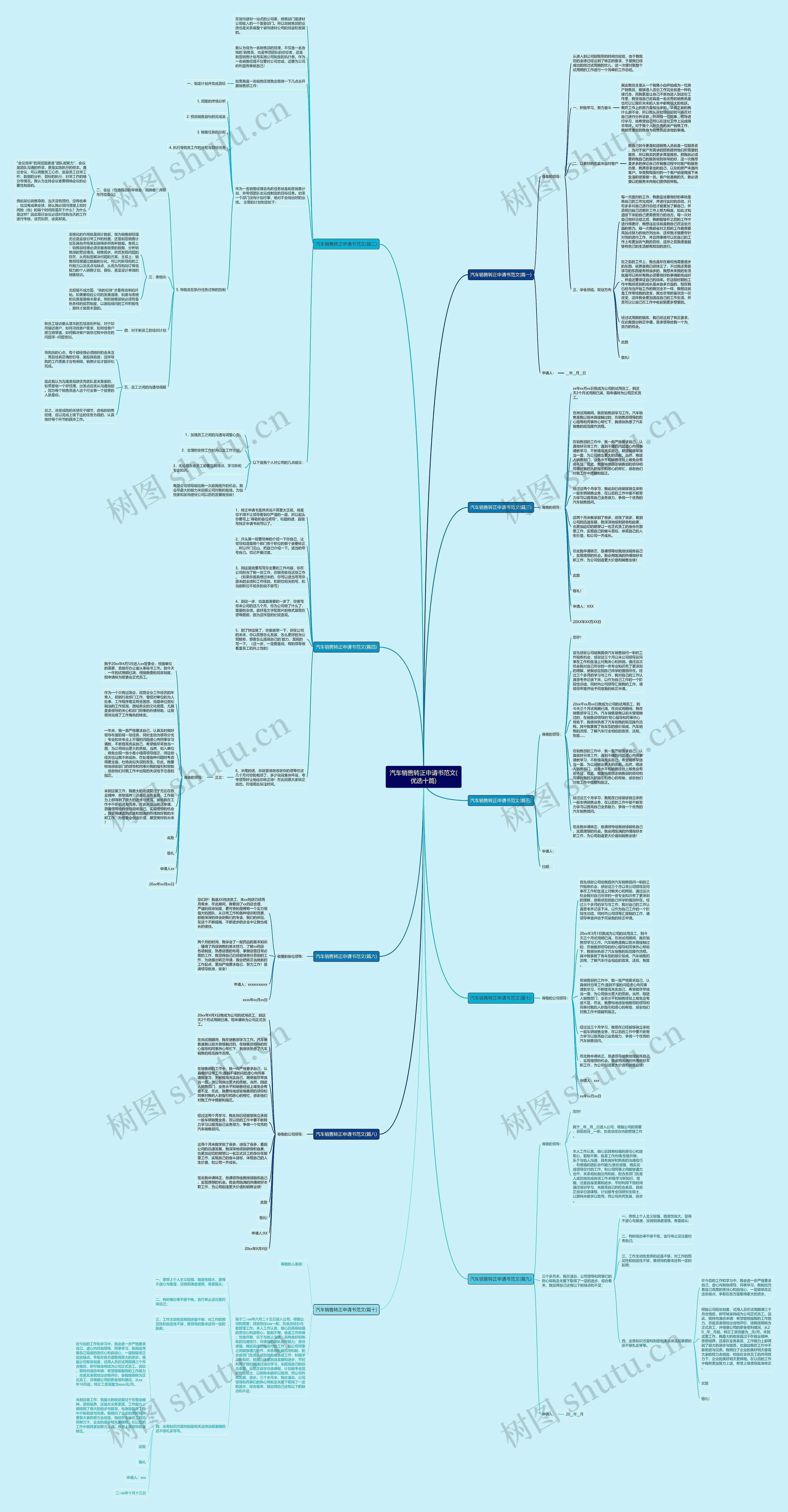 汽车销售转正申请书范文(优选十篇)思维导图