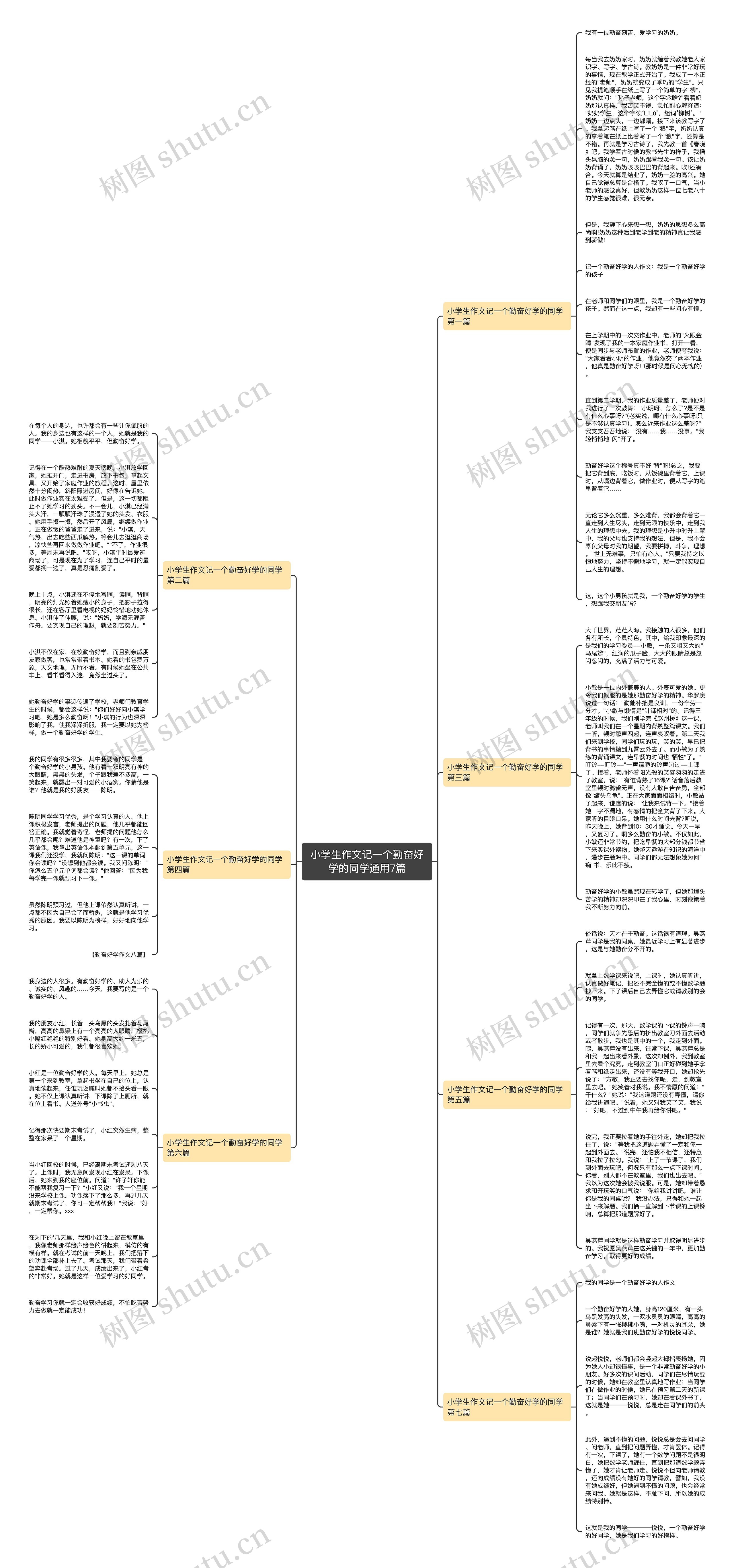 小学生作文记一个勤奋好学的同学通用7篇思维导图
