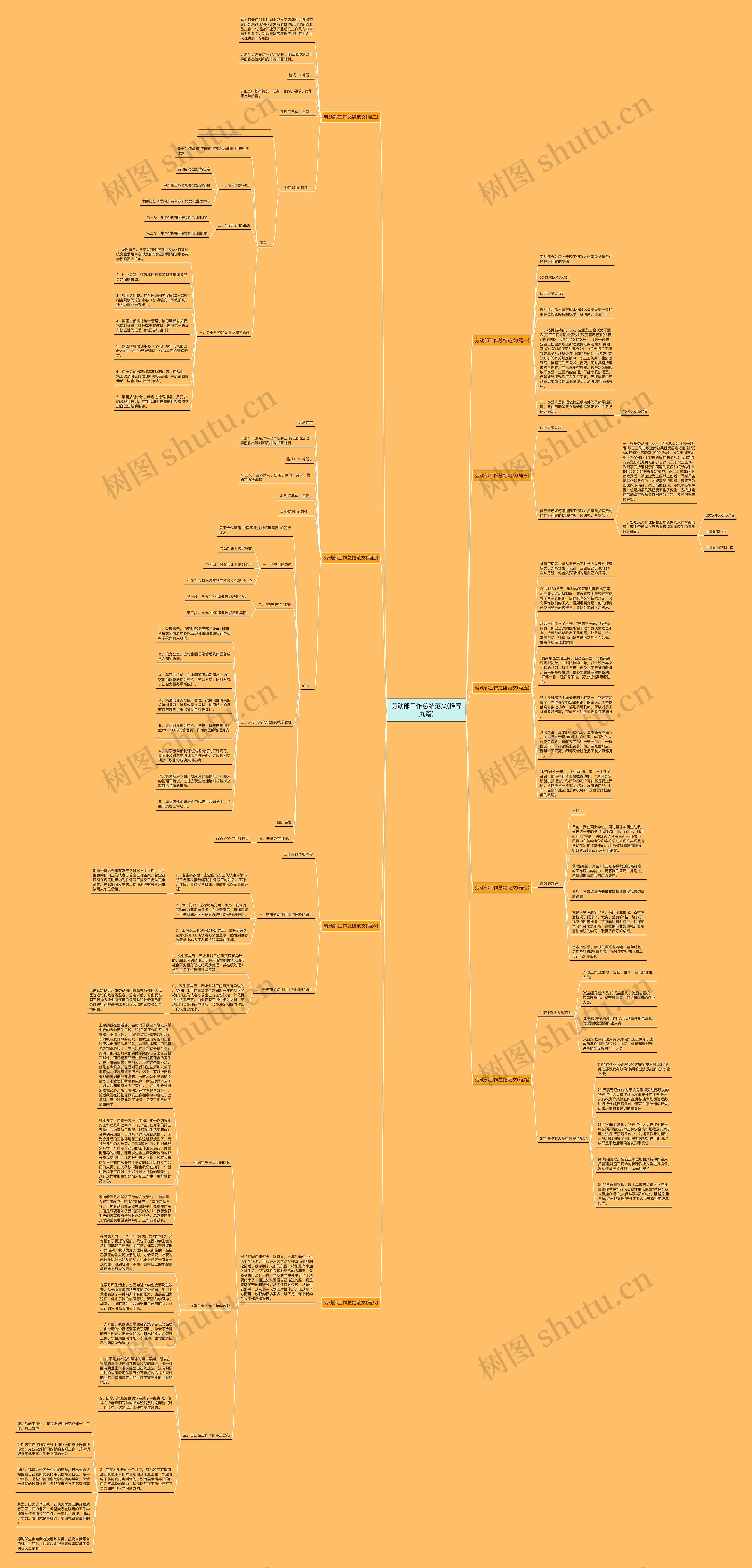 劳动部工作总结范文(推荐九篇)思维导图