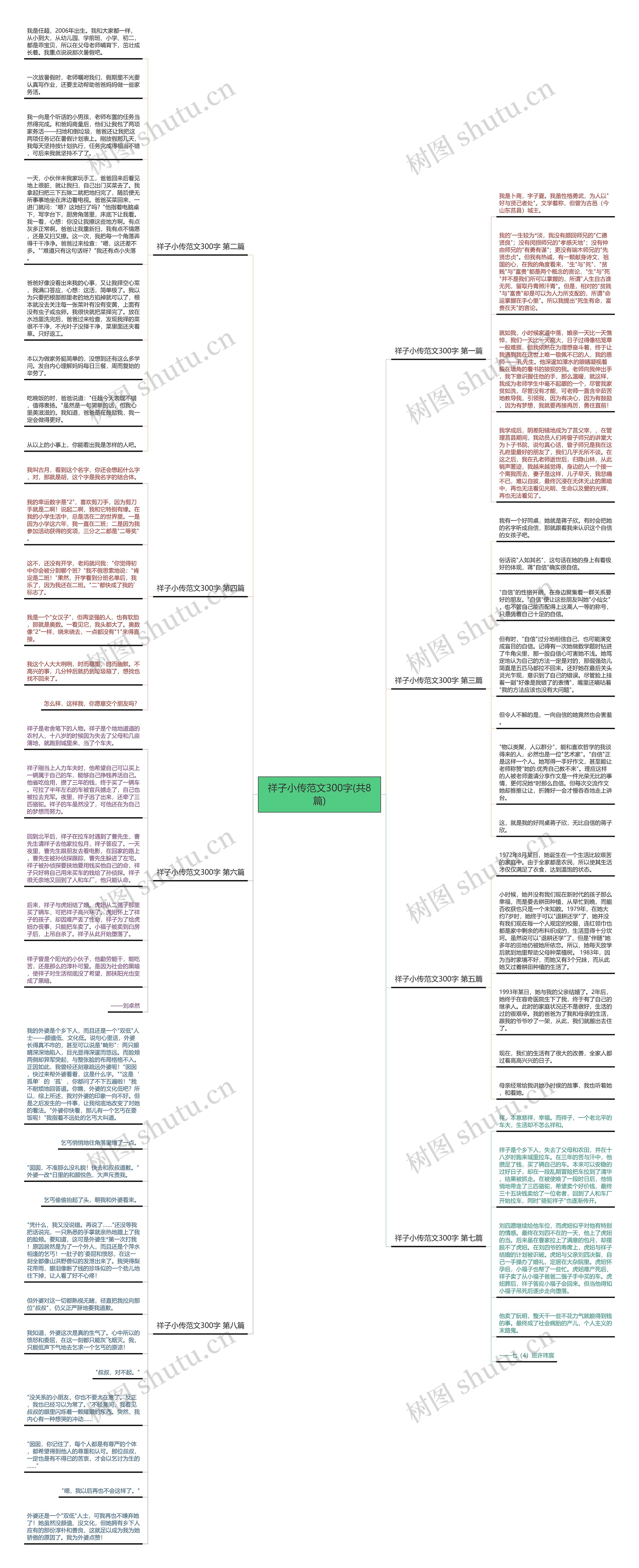 祥子小传范文300字(共8篇)思维导图