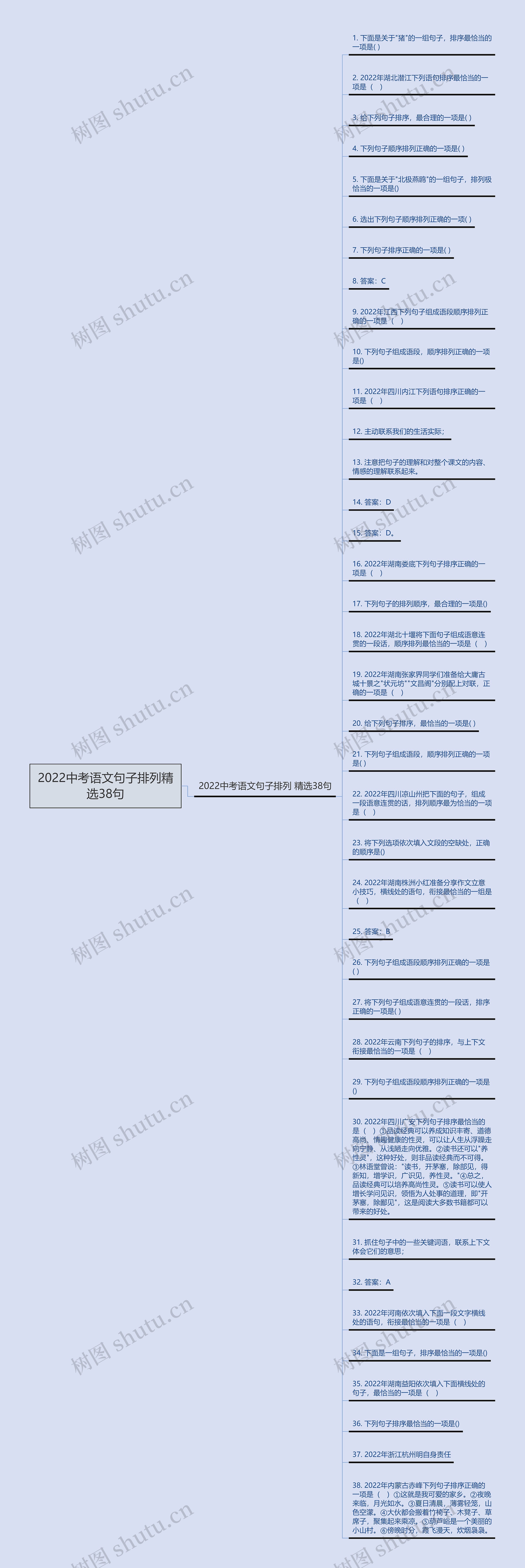 2022中考语文句子排列精选38句思维导图