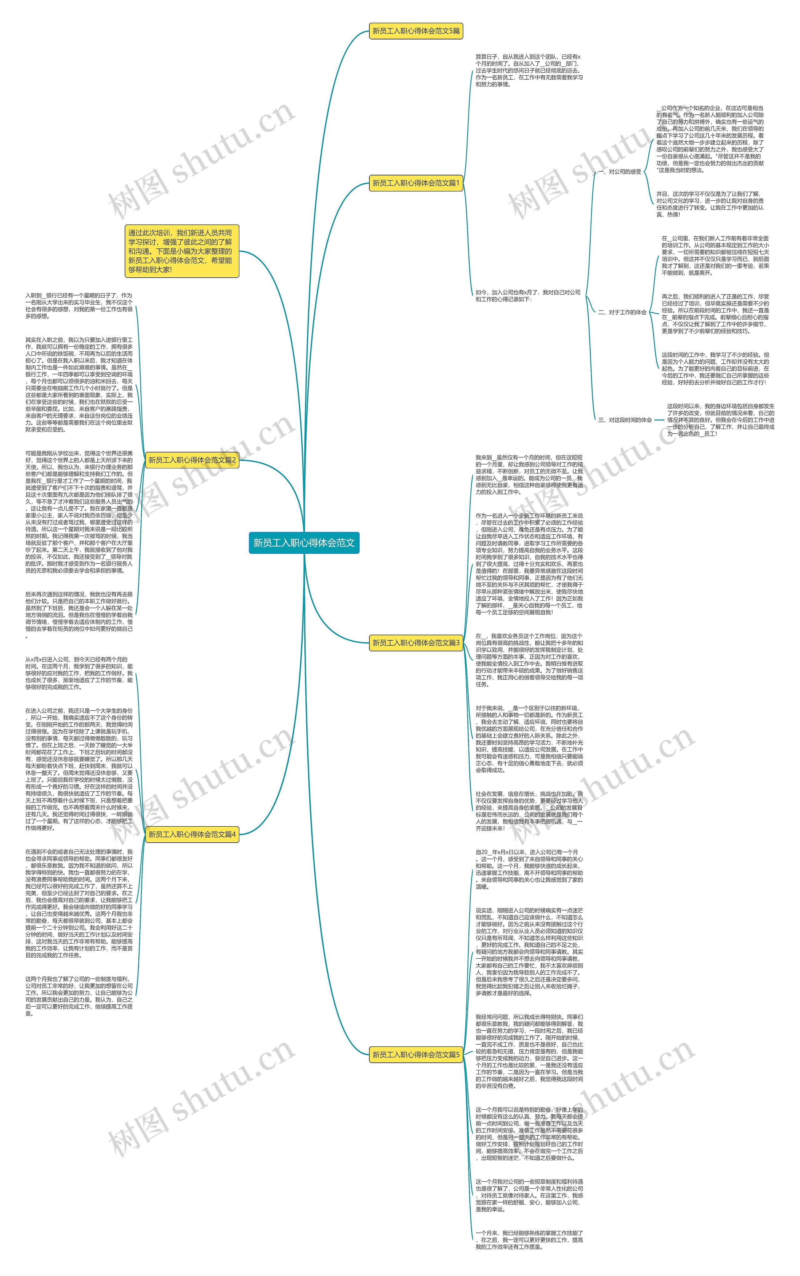 新员工入职心得体会范文思维导图